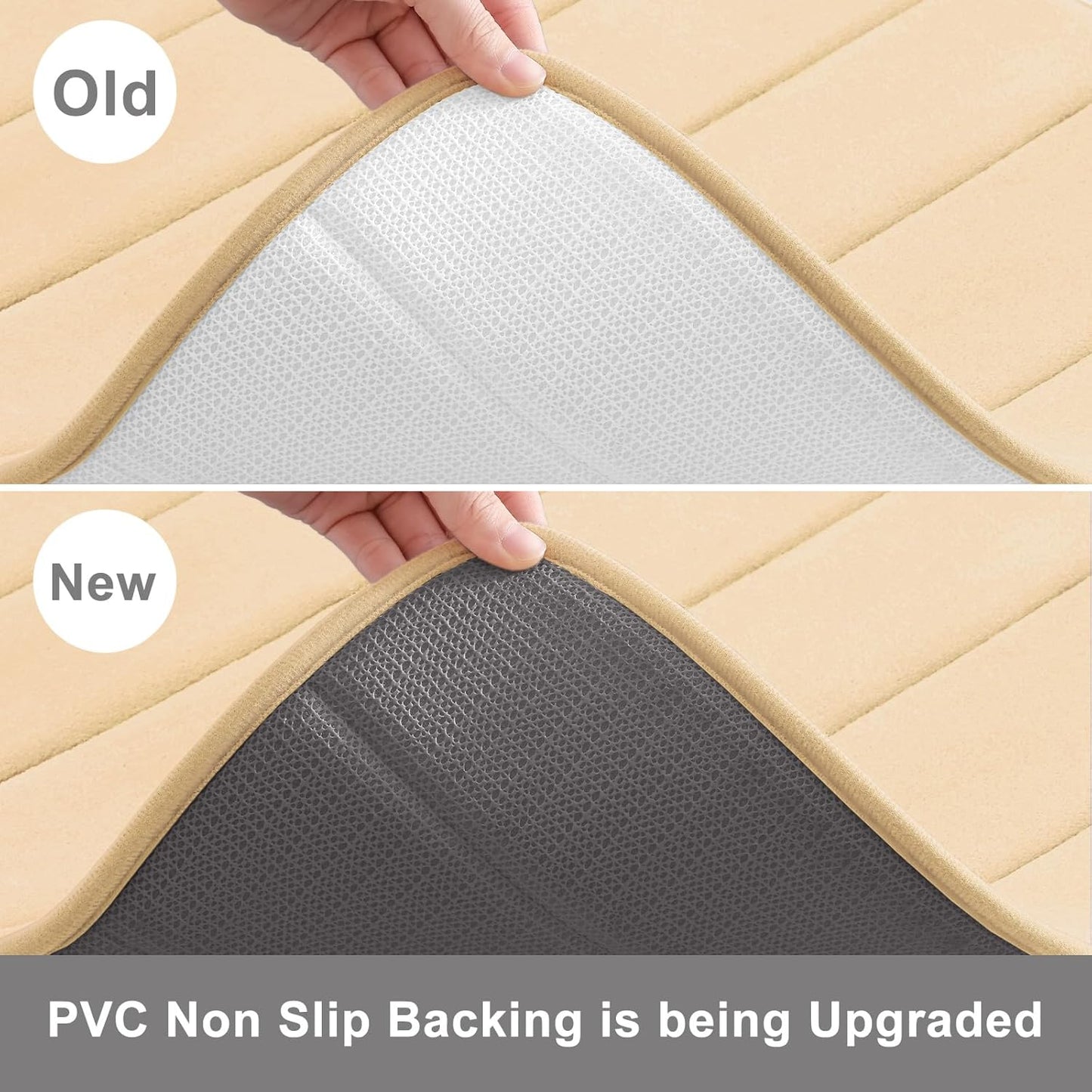 Buganda Memory Foam U-Shaped Contour Toilet Rugs, Non Slip Absorbent, Thick Soft Washable Bathroom Mat, Floor Carpet Bath Rugs Mat for Toilet Base (24" x 20", Gold)