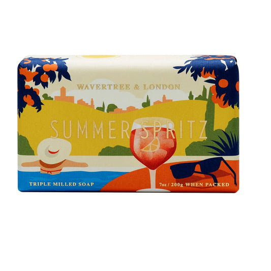 Wavertree & London Summer Spritz Scented Natural Soap Bar, 7oz Moisturizing French Triple Milled Soap Bar for Women & Men