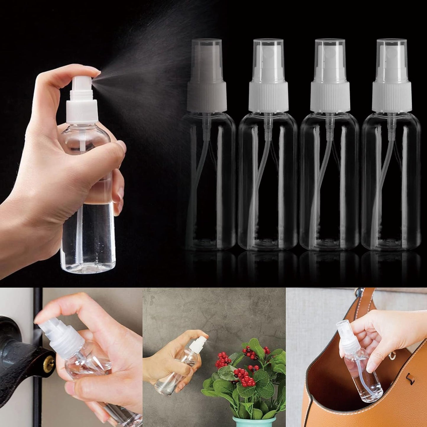 100PCS 1oz/30ml Small Spray Bottle, Clear Fine Mist Spray Bottle Mini Empty Hair Spray Bottle, Plastic Refillable Cosmetic Containers for Plants, Cleaning, Misting & Skin Care