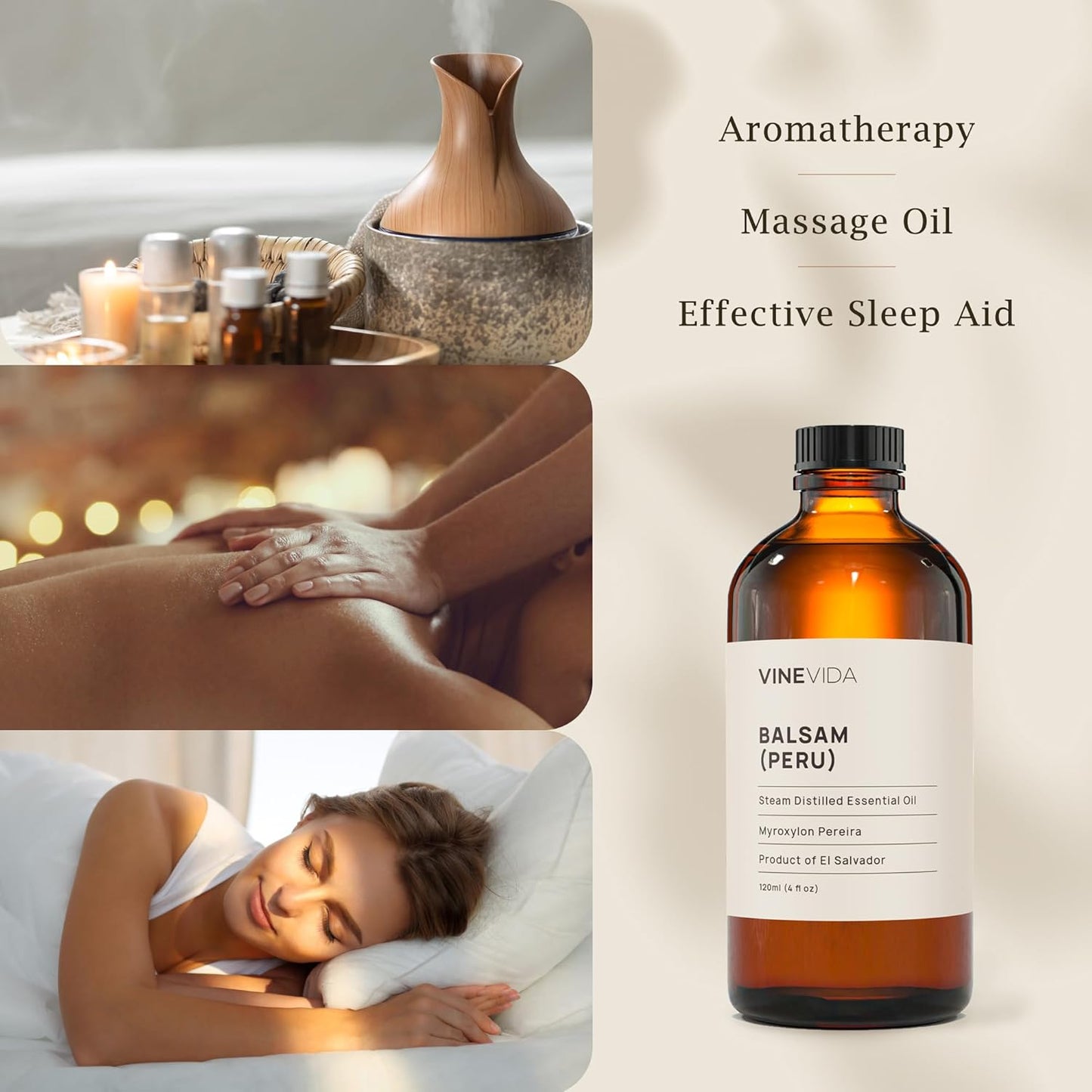 VINEVIDA Balsam (Peru) Essential Oil 4 oz - Undiluted Balsam (Peru) Oil 4 oz - Balsam (Peru) Candle Oil Scent - DIY Candle Scents for Candlemaking - Bulk Essential Oil for Soap Making Safe for Skin