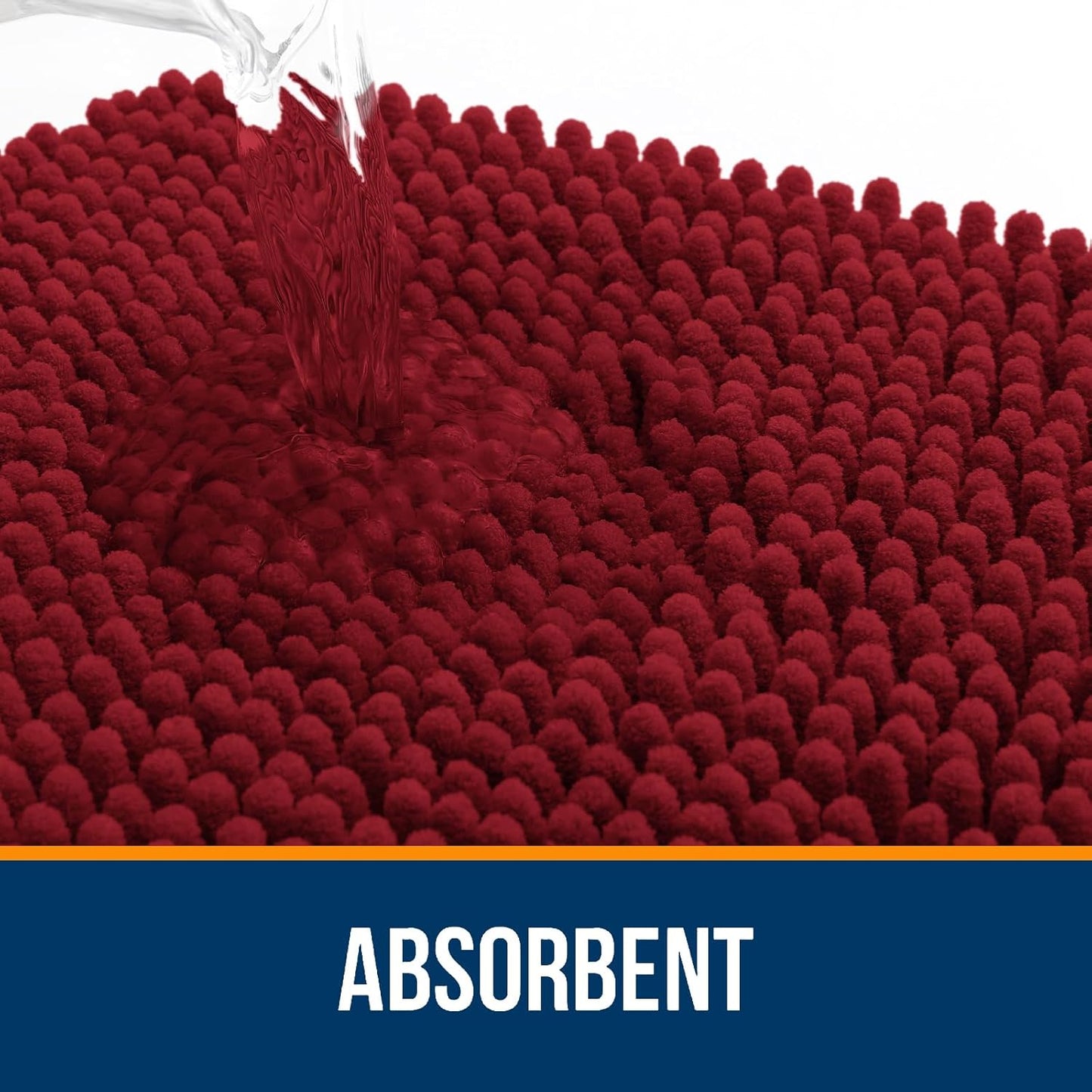 OLANLY Bathroom Rugs 24x16, Extra Soft Absorbent Chenille Bath Rugs, Rubber Backing Quick Dry, Machine Washable Bath Mats for Bathroom Floor, Tub and Shower, Home Decor Accessories, Red