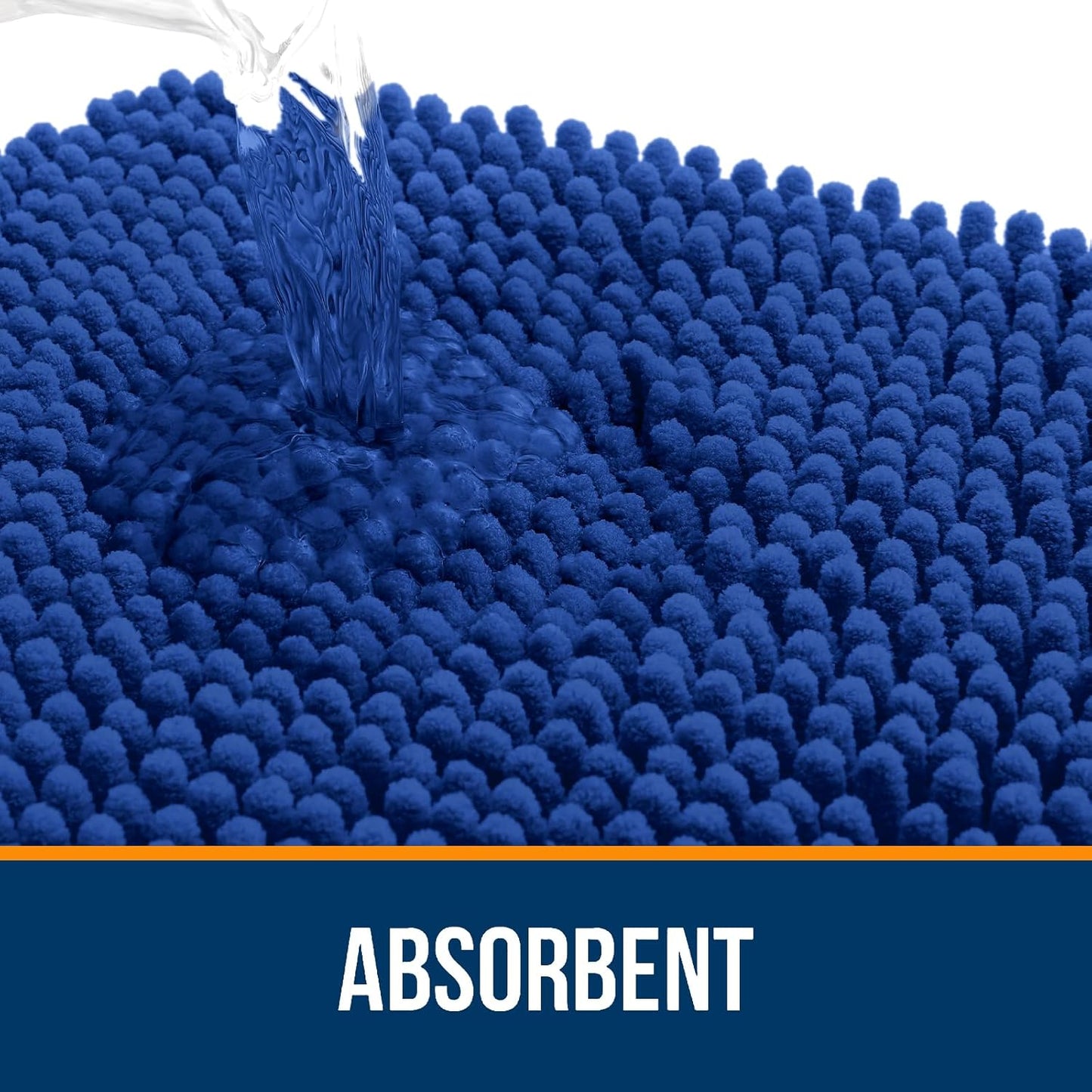 OLANLY Bathroom Rugs 30x20, Extra Soft Absorbent Chenille Bath Rugs, Rubber Backing Quick Dry, Machine Washable Bath Mats for Bathroom Floor, Tub and Shower, Home Decor Accessories, Royal Blue