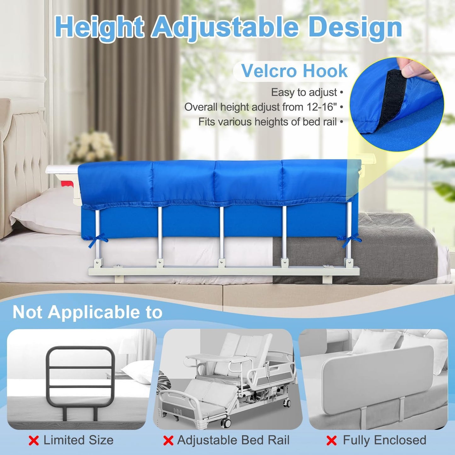 Bed Rail Pads, Hospital Bed Rail Covers, Bed Bumpers Adults Padding, Bed Side Rails Padded, Bed Railing Foam Pads, Bed Rail Cover for Elderly Safety