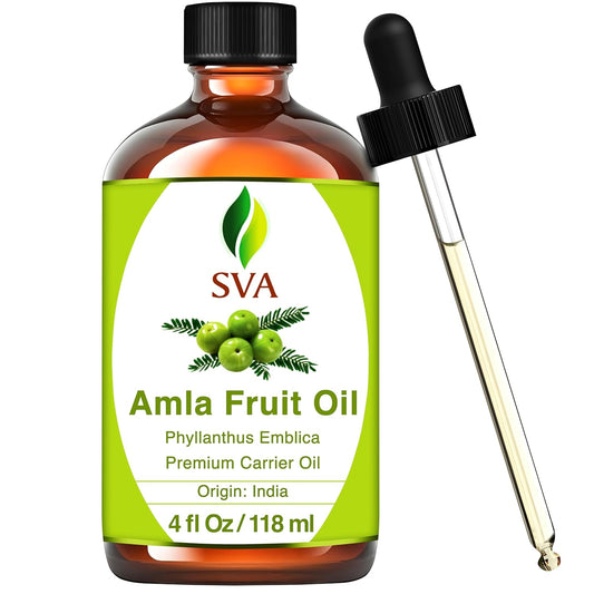 SVA Amla Oil 4oz (118ml) Premium Carrier Oil With Dropper For Hair Care, Hair Oiling, Scalp Massage, & Skin Care