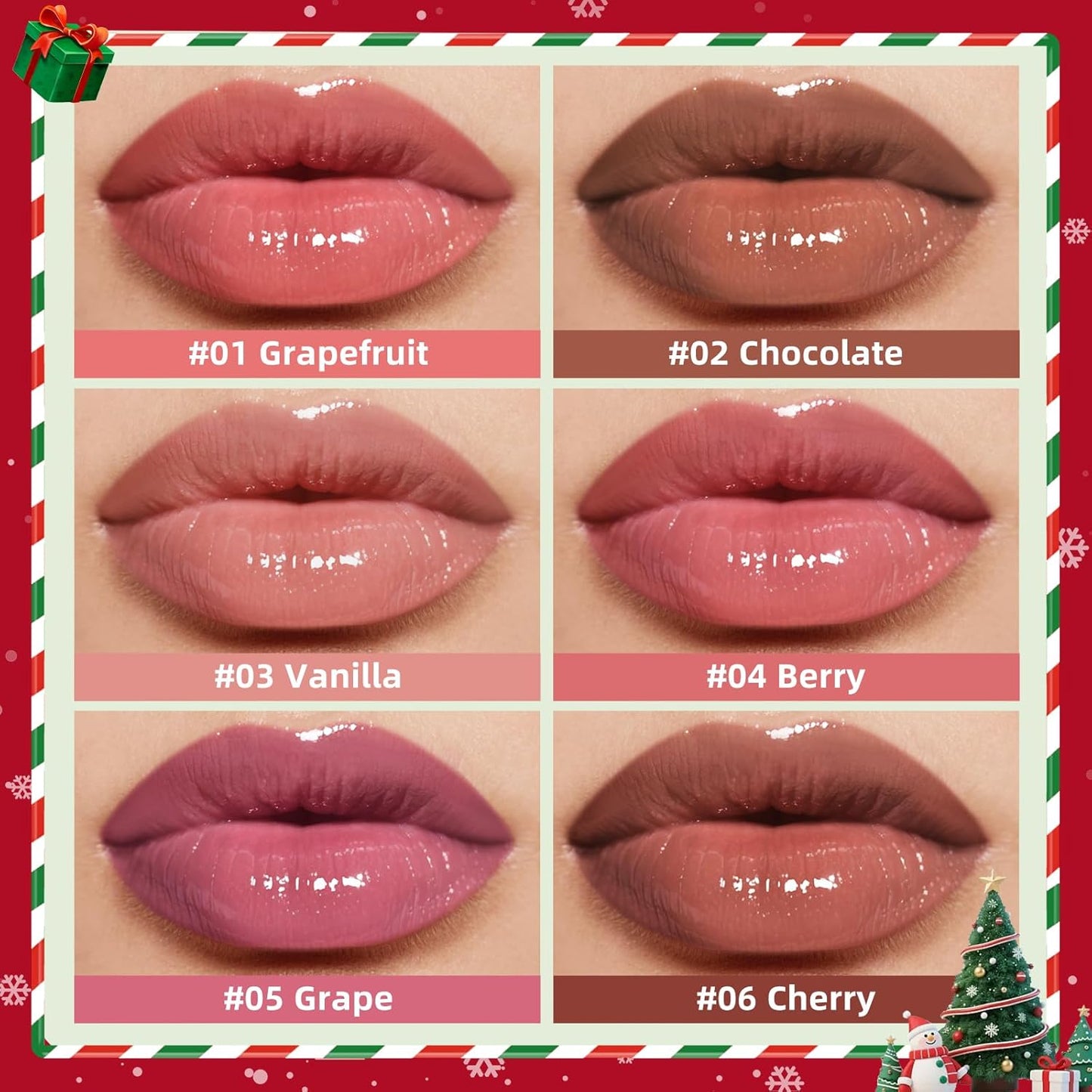 KIMUSE 6 Pcs Tinted Lip Butter Hydration Balm Set, 6 Flavored Shades Hydrating Plumping Gloss with Hyaluronic Acid & Vitamin E, Sheer Tint, Non-Sticky | Vegan Lip Care Makeup for Dry Lips & Daily