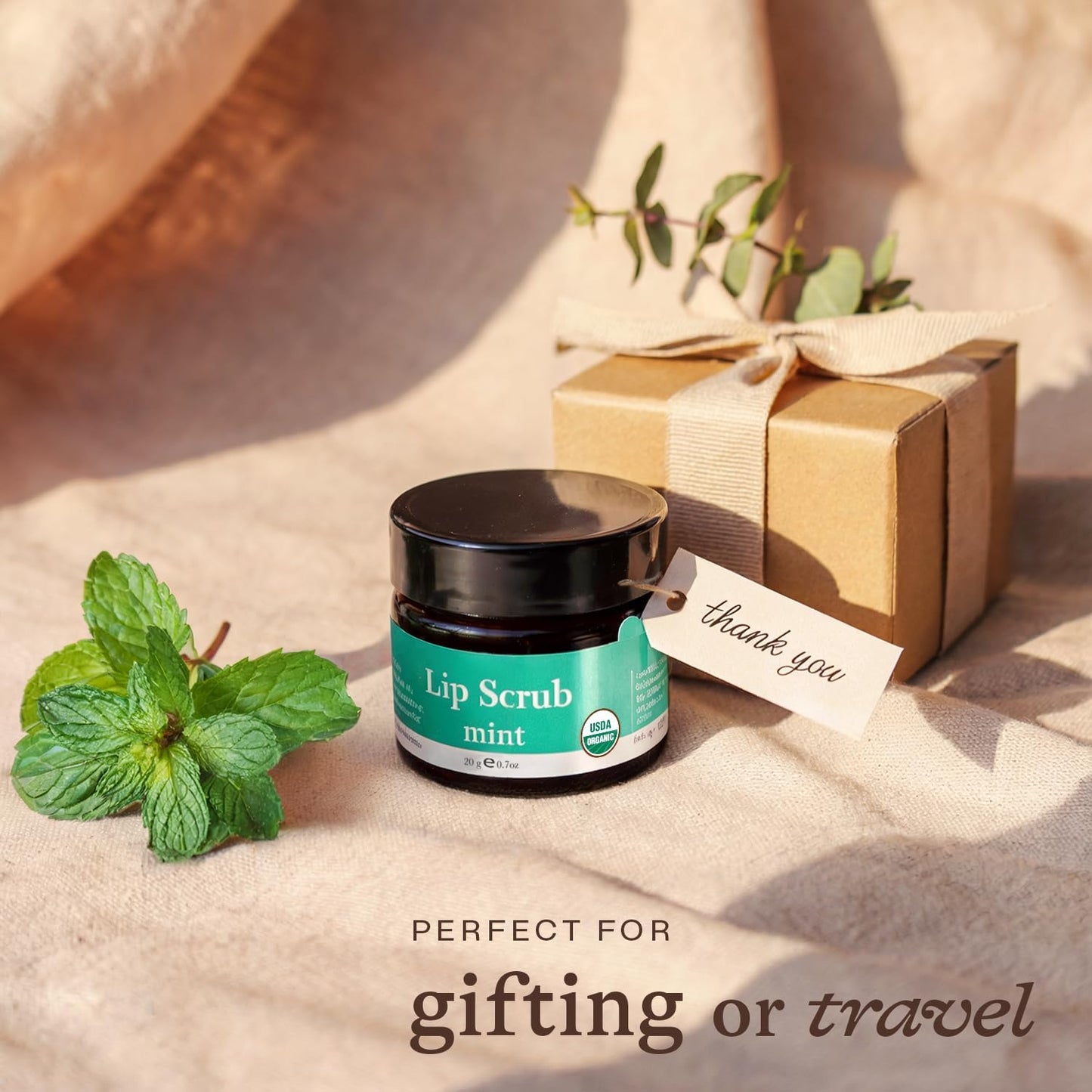 USDA Organic Lip Scrub Mint - USA Made with Natural Ingredients, Moisturizing Scrub Exfoliator for Dry Lips, Lip Sugar Scrubber Exfoliator for Smooth Lips, Small Beauty Gifts