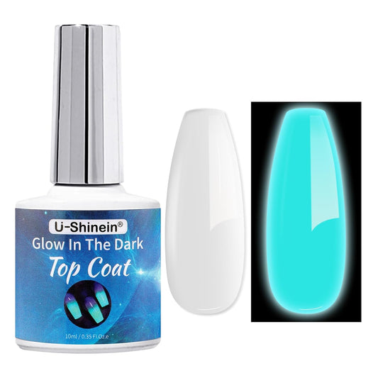 Glow In The Dark Gel Polish - Luminous Blue Nail Gel Top Coat, No Wipe Long-lasting, Transparent Glow, UV LED Needed, Perfect for Any Colors, Halloween