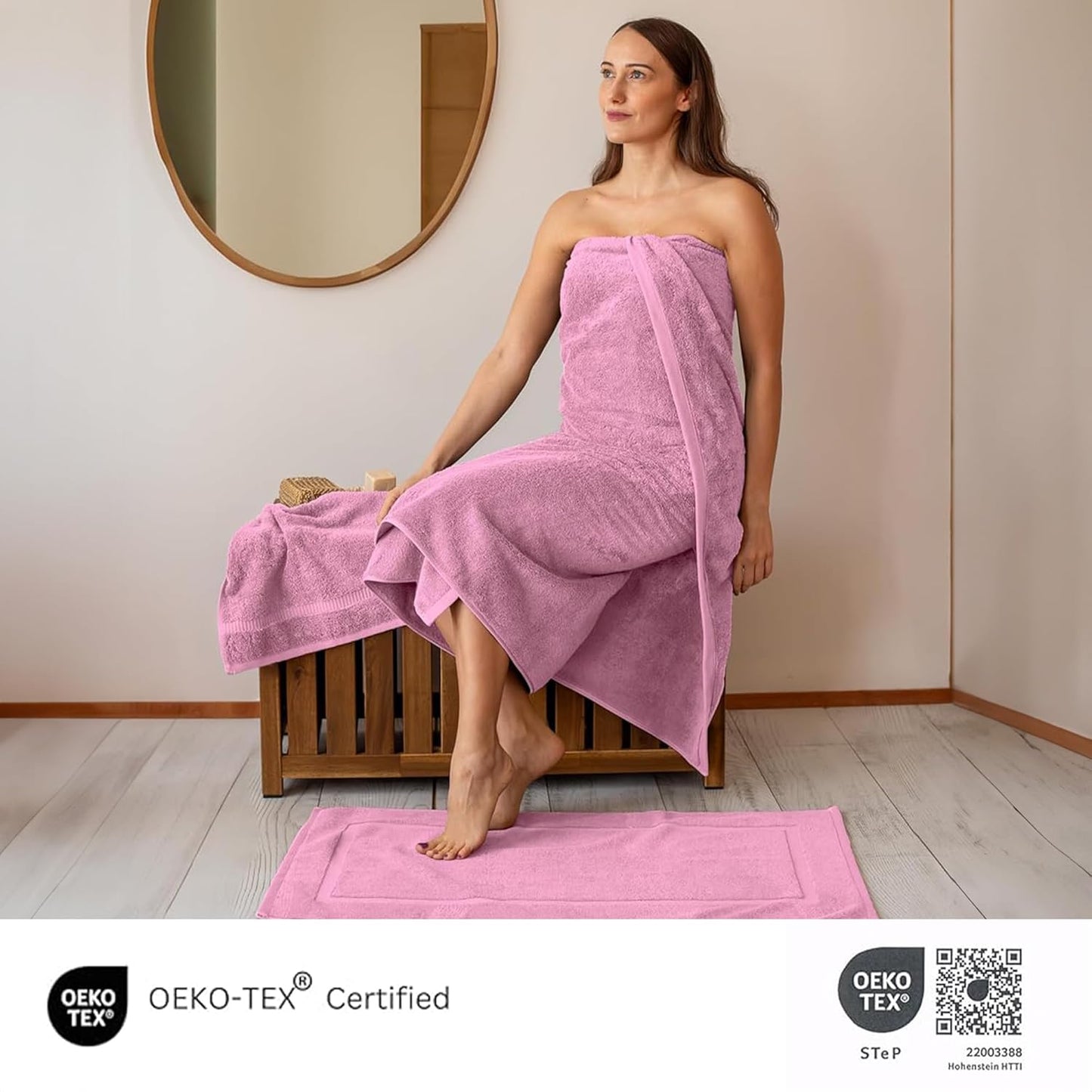 SALBAKOS 100% Turkish Cotton Jumbo Bath Sheet Towel Oversized 40x80 inch | Premium Hotel & Spa Quality, Soft, Absorbent, XL Bath Towels | Made in Turkey (Pack of 1, Rose, Jumbo Bath Sheet)