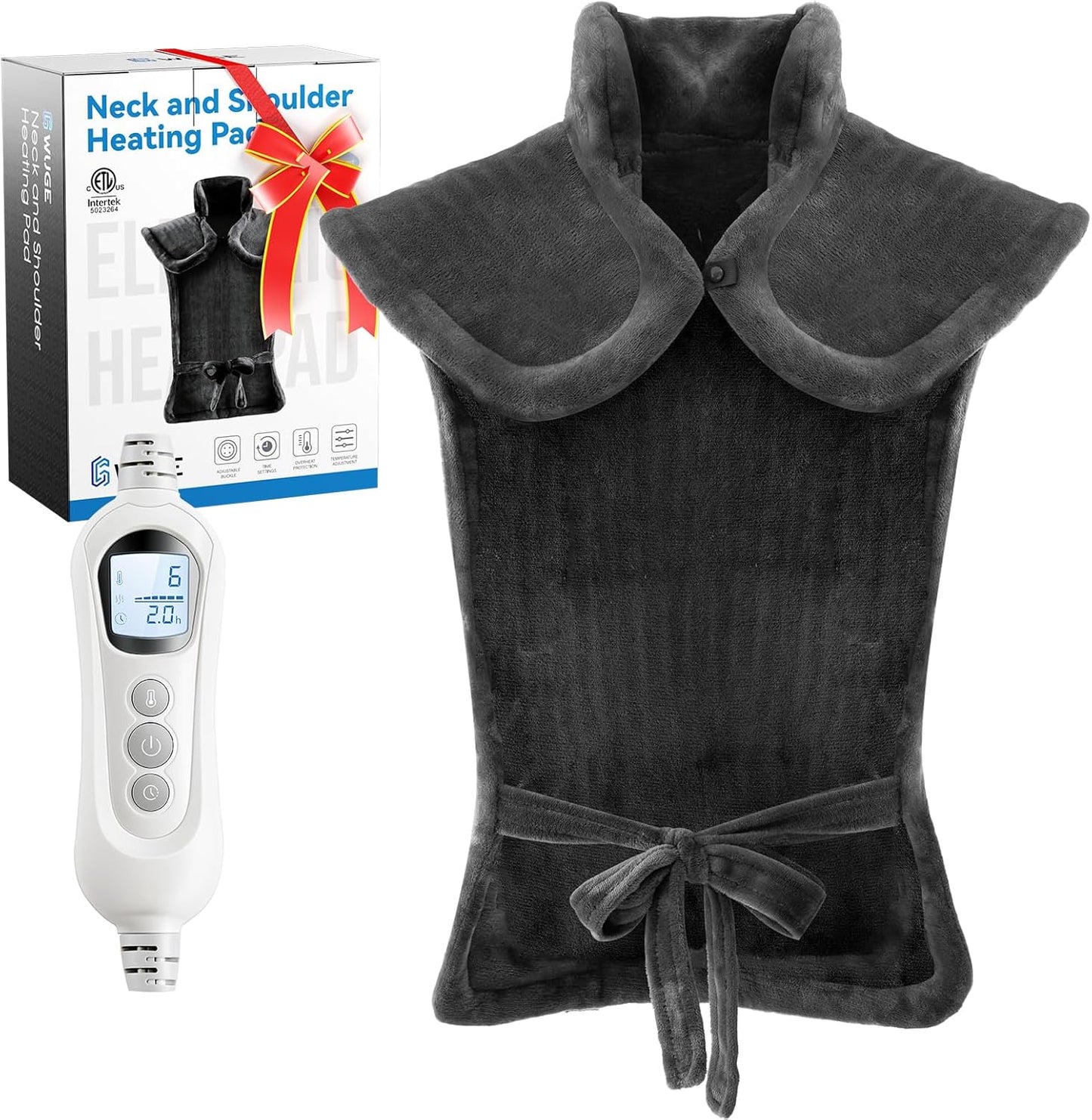 Heating Pad for Neck Shoulder and Back, Birthday Gifts for Women Mom Men Dad Elderly, Deeper Pain Relief and Fast Heating Large Weighted Heat Wrap, FSA Eligible Items Only List, ETL Certified, Gray