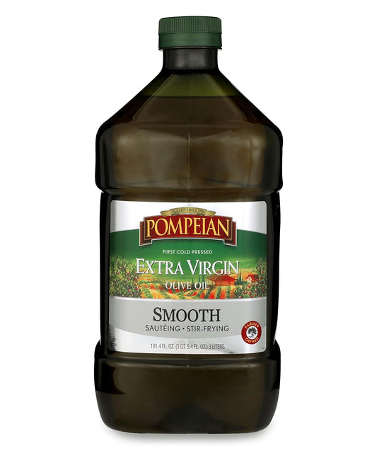 Pompeian Smooth Extra Virgin Olive Oil, Contains Polyphenols, First Cold Pressed, 101 Fl Oz