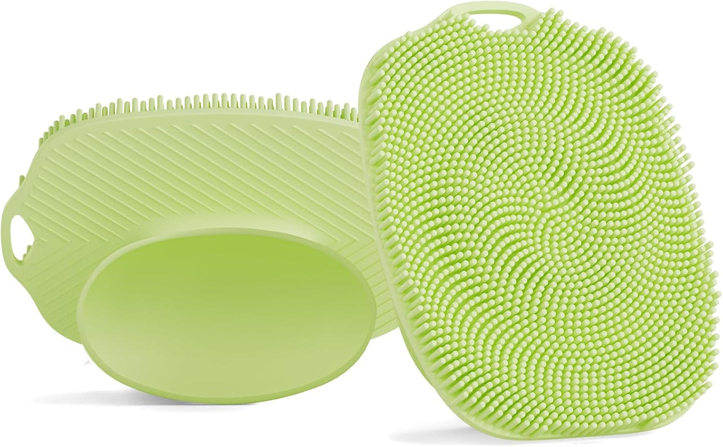 2 PCS Face Scrubber, Soft Silicone Face Exfoliator with Suction Cup for Man and Women Deep Skin Clean, Gentle Facial Cleaning Brush Suitable for All Sensitive Skin (Green)