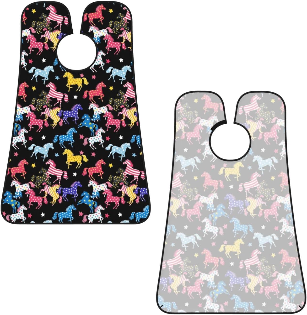 Beard Hair Catcher for Men, Waterproof Shaving Bib Apron Non-Stick, Trimming Tool for Dad Husband, Black Colorful Horse Shave Bib