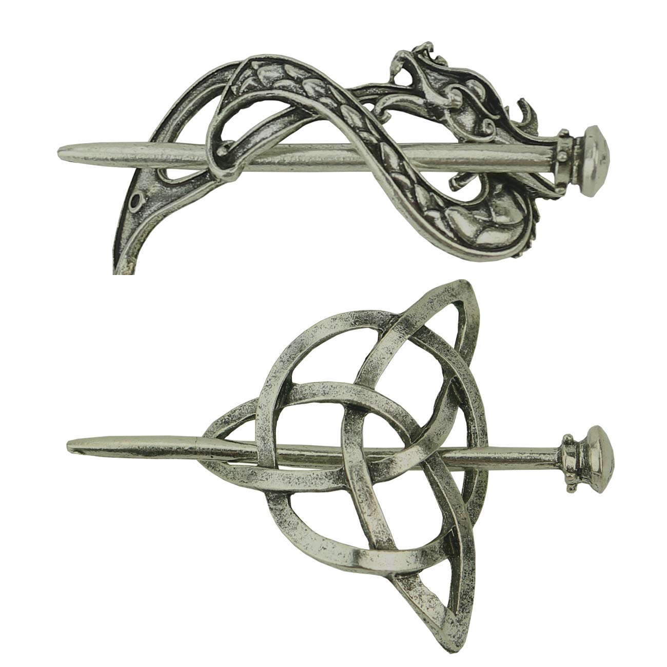 Tinsow Silver 2 Pcs Hair Clip Set, Creative Celtic Hair Slide Hairpins Hair Accessories Hair Claws for Women (Style B S)