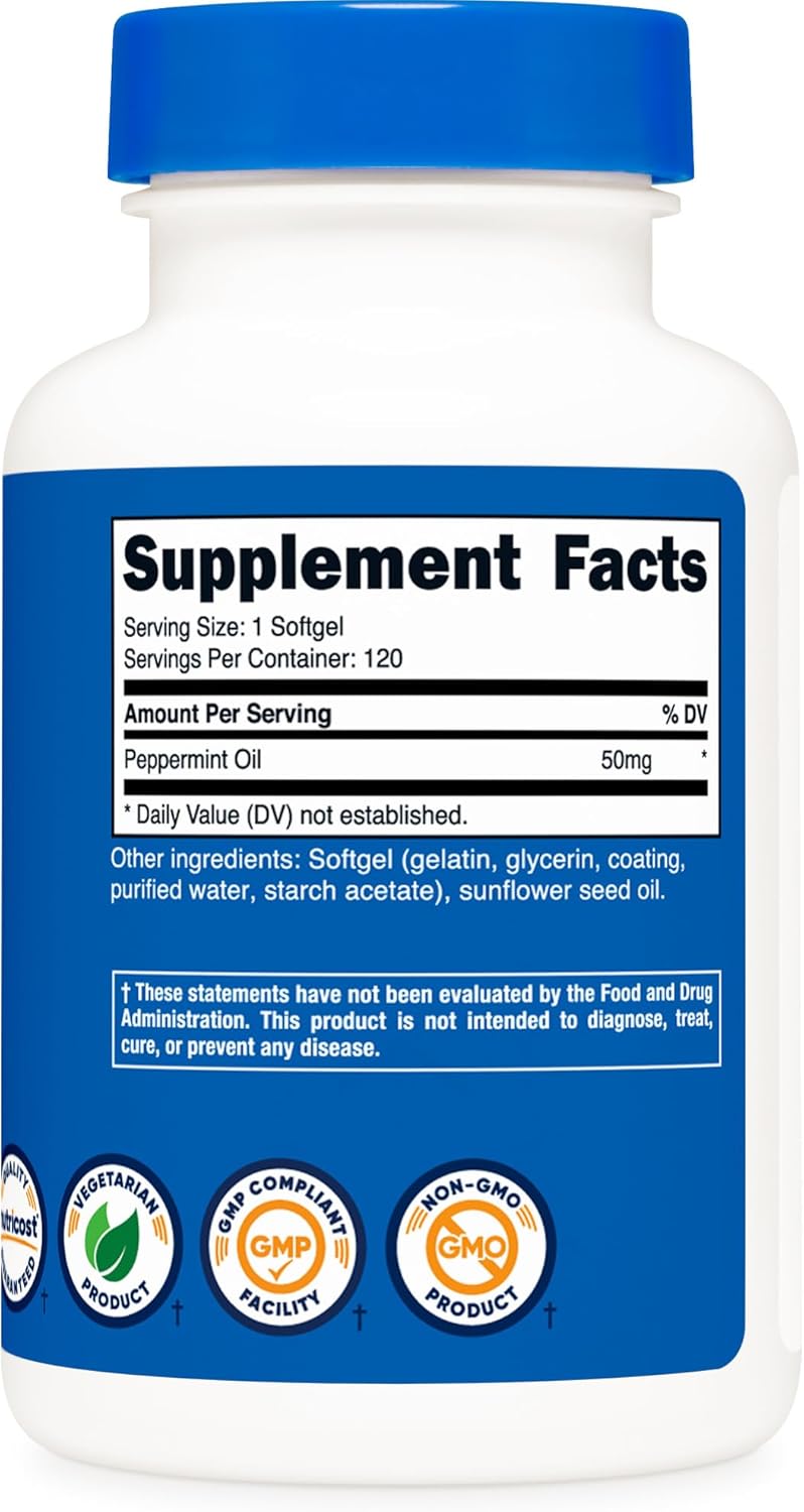 Nutricost Peppermint Oil Softgels (120 SFG) (50 MG) - Gluten Free, Third Party Tested and GMO Free