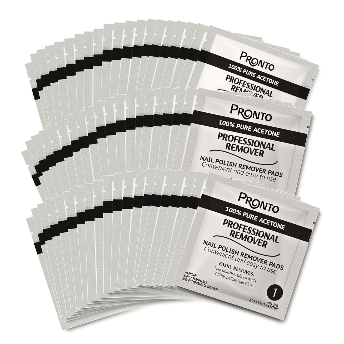Pronto Pure Acetone Nail Polish Remover Pads, Individual 100 Pcs Nail Soak Off Pads for Gel Nail Polish, Nail Polish Remover Wipes for Quick Professional Nail Polish Removal Nail Pad For Salon & Home