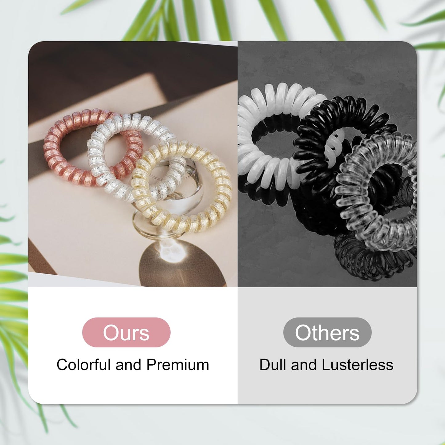 JessLab Spiral Hair Ties for Women, 10-Pack Traceless No-Damage Ponytail Holders, Coils Hair Bands for Girls, Assorted Colors