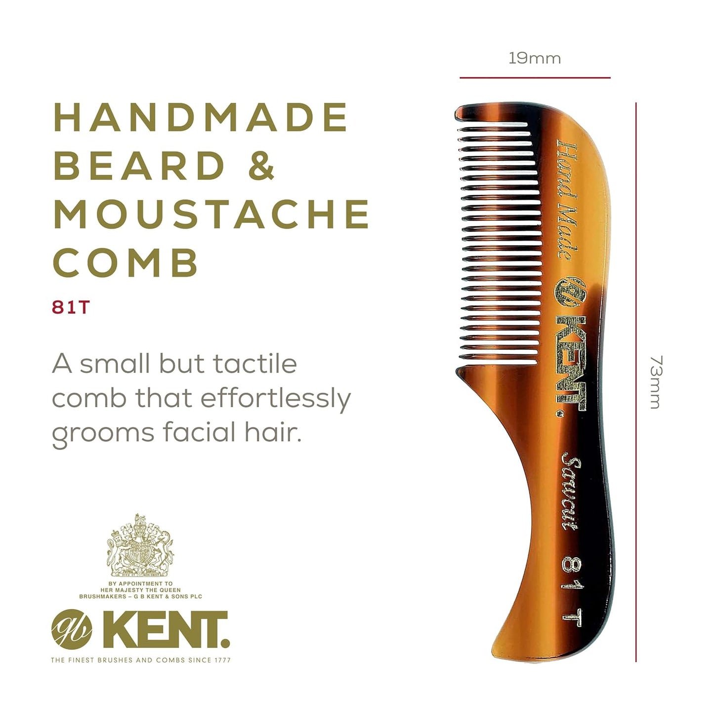Kent Set Men's Hair Pocket Combs, 81T X-Small, FOT All Fine Tooth, 20T Fine Tooth Folding Comb. Best Hair, Beard and Mustache Grooming Kit for Travel and Home Care, Handmade in England