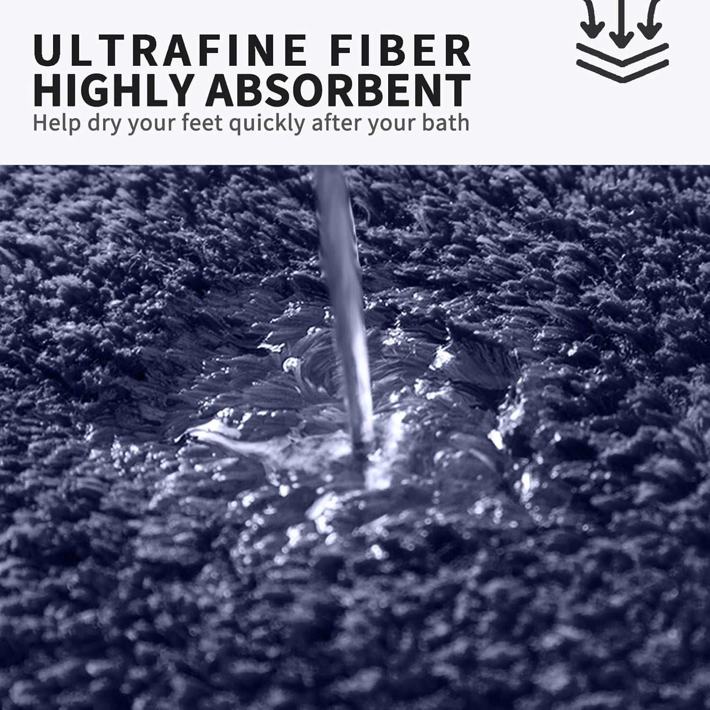 FIFU Bathroom Runner Rug 24" W x 48" L, Bath Mats for Bathroom, Bedroom & Kitchen, Non-Slip Rubber Latex Backing, Comfort & Soft Shower Bathmat & Carpet for Sink, Home & Hallways, Navy Blue