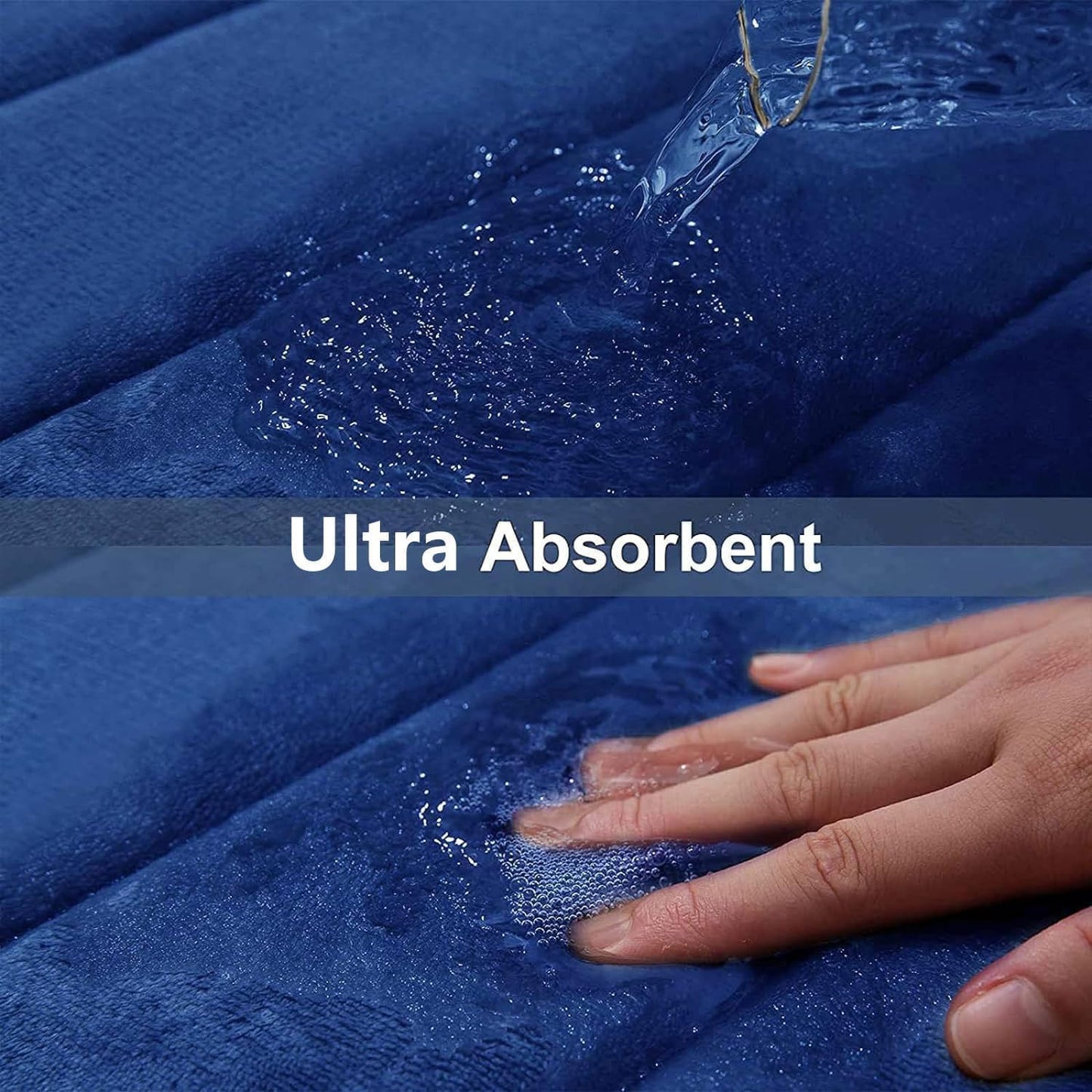 Buganda Memory Foam Bath Mat, 30" x 20", Ultra Soft and Non-Slip Bathroom Rugs, Water Absorbent and Machine Washable Bath Rug for Bathroom, Shower, and Tub, Navy Blue