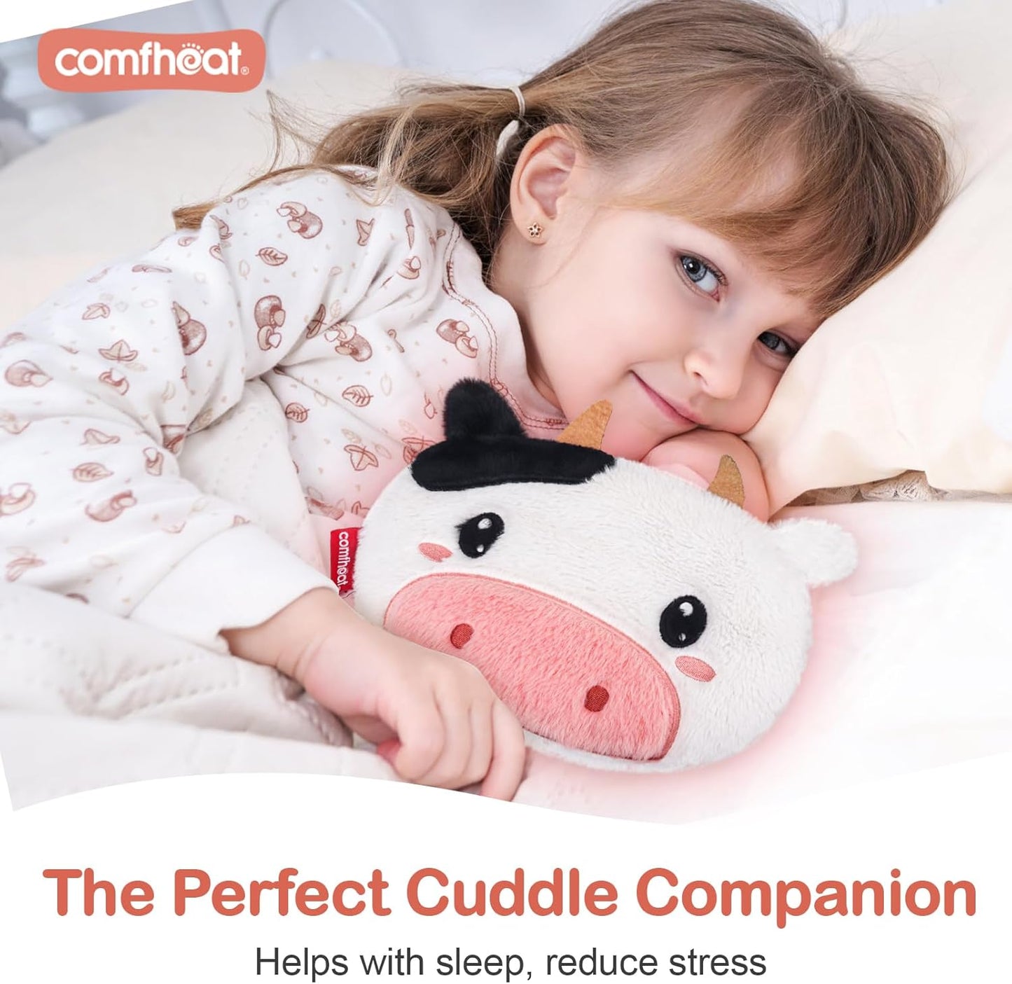 Cow Microwave Heating Pad - Hot & Cold Therapy with Natural Flaxseed Filling, Moist Heat for Cramps, Shoulder Muscle Pain Relief, Natural Heat Pack Moist Heat with Washable Cover