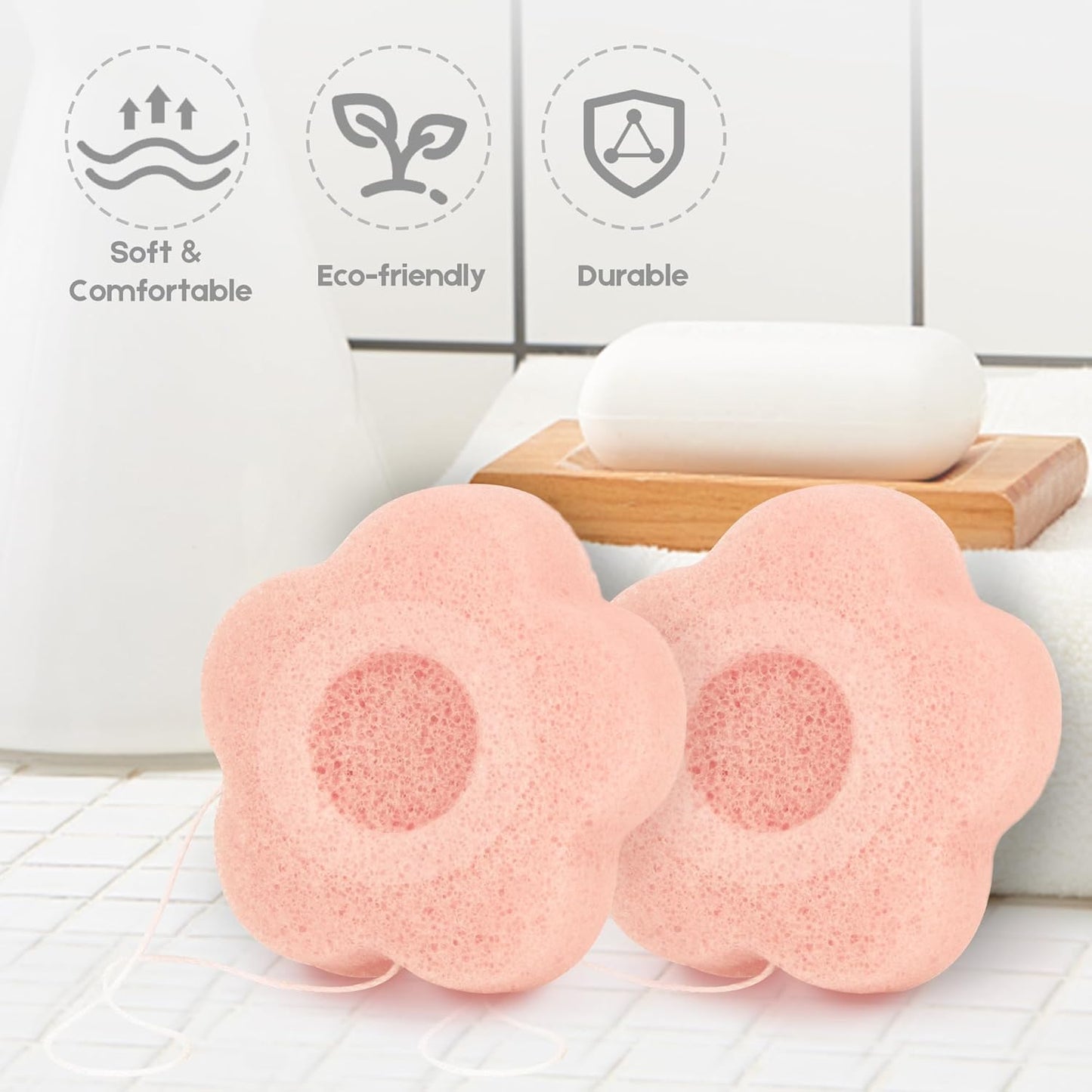 Konjac Facial Sponges Scrubbers Set for Cleansing Exfoliating Washing Face Body, Organic Natural Face Sponge Puffs for Exfoliator Skincare Makeup Removal, Safe for Women Men Sensitive Oily Dry Skin