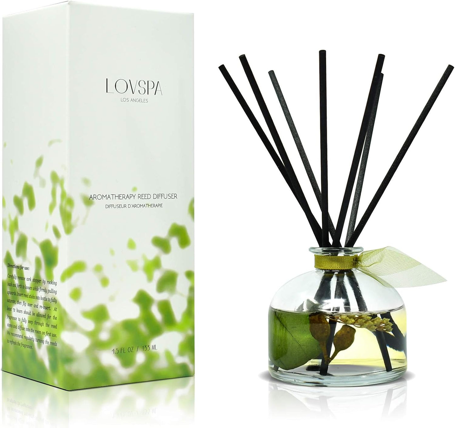 LOVSPA Eucalyptus Reed Diffuser Set for Home, Revive Fresh Eucalyptus, Sage, Citrus & Mint Scent Diffuser with Sticks for Bathroom Shelf Decor Accessories, Top Aromatherapy Gift for Women