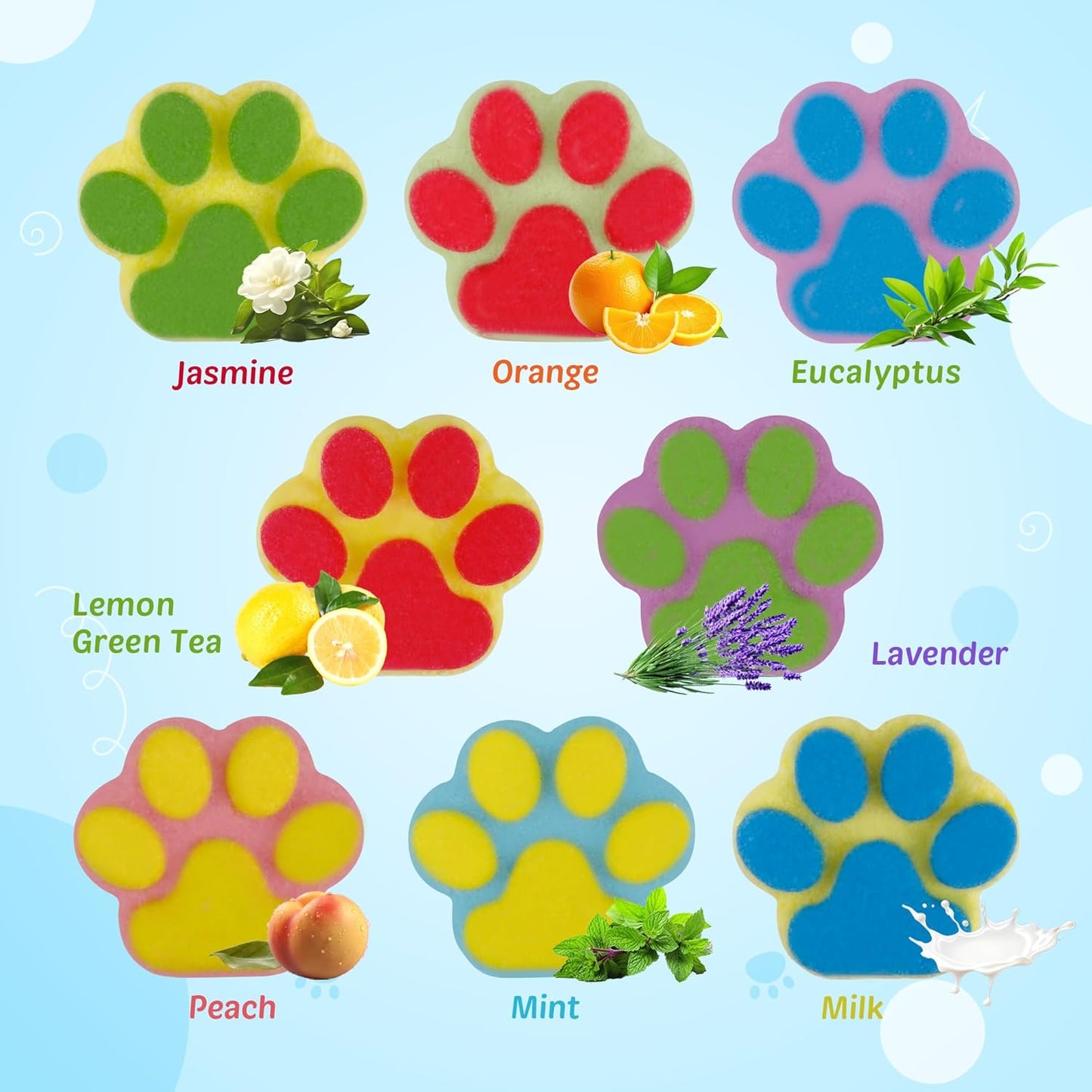 Bath Bombs for Kids With Surprise Inside, 40 Large Number Pack Paw Shape Gift Set, Natural Organic Bubble Bath Fizzy for Girls Boys With Bath Toys Inside