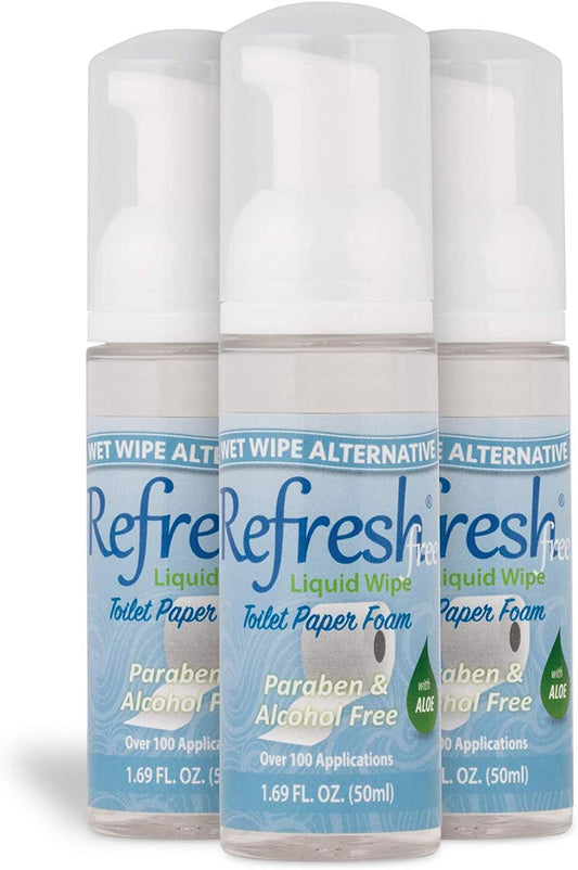 Refresh Liquid Wipe Free: Toilet Paper Foam. Eco-Friendly Flushable Wet Wipe Alternative for Sensitive Skin. Cleanses and Soothes with Witch Hazel and Aloe. Plumbing Safe. 50ml (1.69 Fl Oz) 3 Pack.…