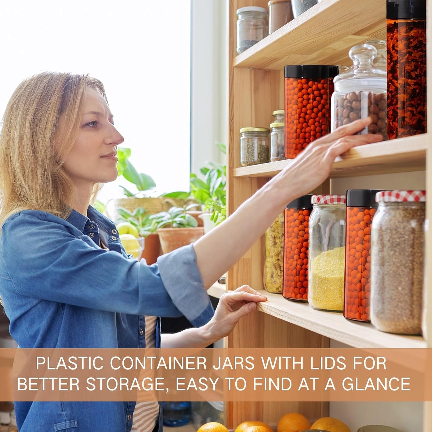 SATINIOR 12 Pack 12 oz Plastic Container Jars with Lids Round Clear Travel Cosmetic Container Slime Jars for Toiletries, Lotion, Cream, Ointments, Makeup, Rhinestone, Samples, Kitchen Storage(Amber)