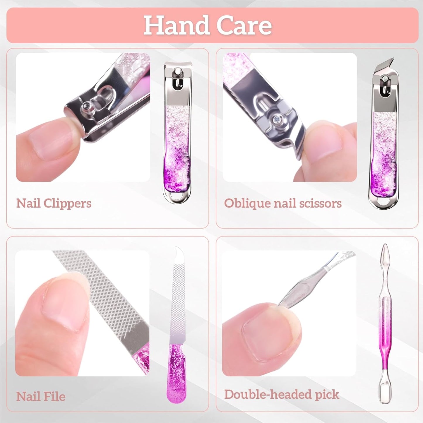 Nail Clippers Set 7 in 1 Stainless Steel, Colorful Manicure Kit Scissors Pedicure Tools Kit with Luxurious Travel Case- Portable Travel Grooming Kit Gift for Women