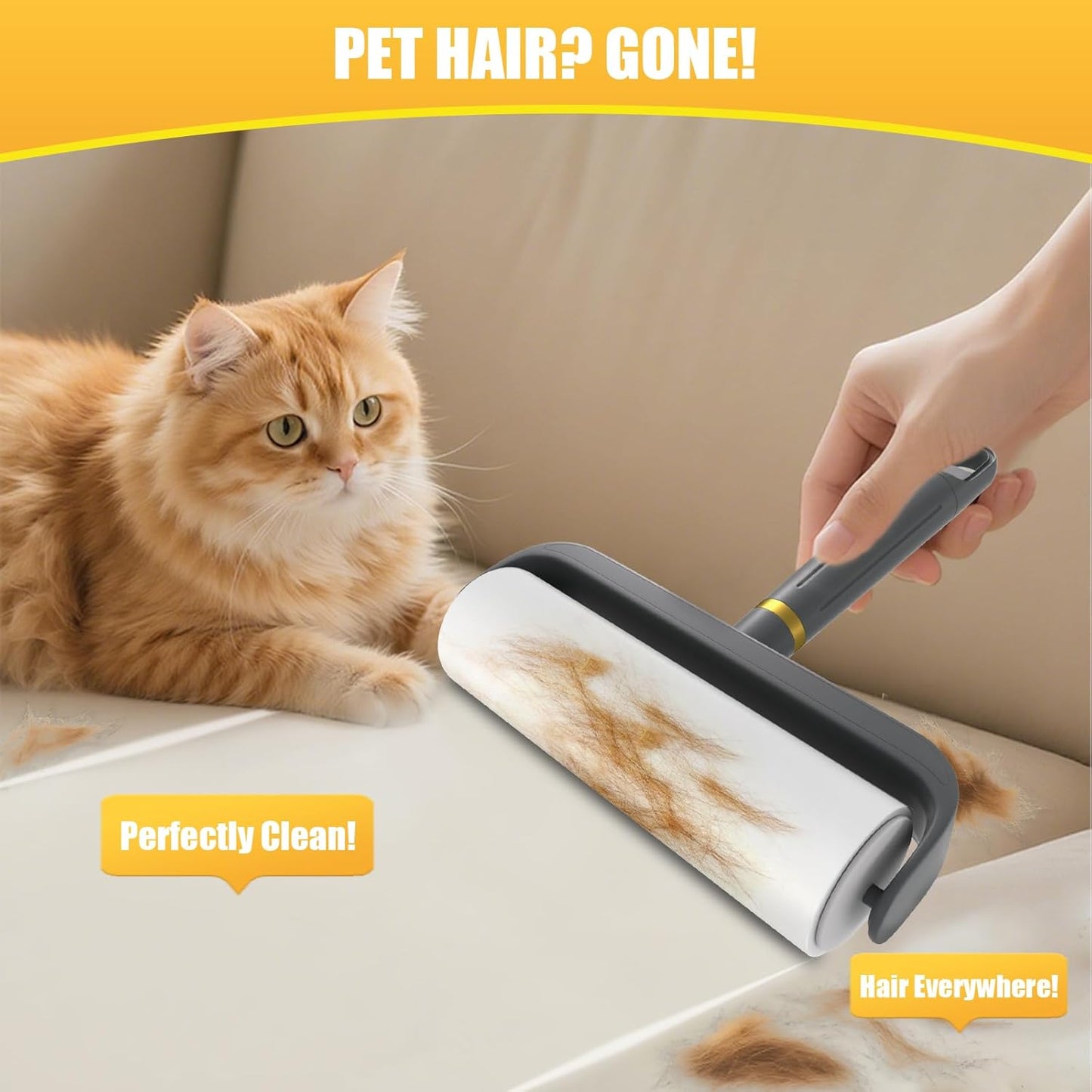 Large Surface Lint Roller for Pet Hair Extra Sticky, 500 Sheets Mega Value Set, 6.3" Dog Cat Pet Hair Remover Pick Hair Up, Giant Lint Rollers for Clothes Furniture Couch