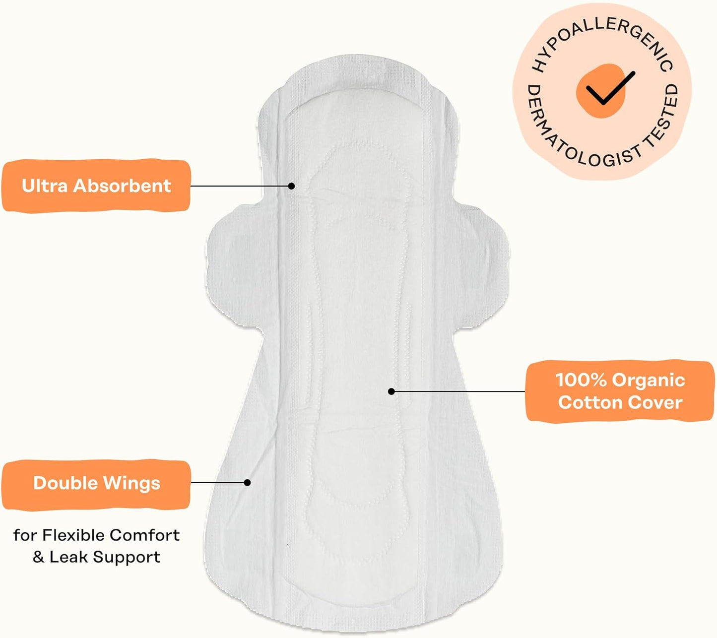 The Honey Pot Company - Sanitary Pads for Women - Non-Herbal Super w/Wings - Organic - Cotton Cover & Ultra-Absorbent Pulp Core - Feminine Care - 16 ct