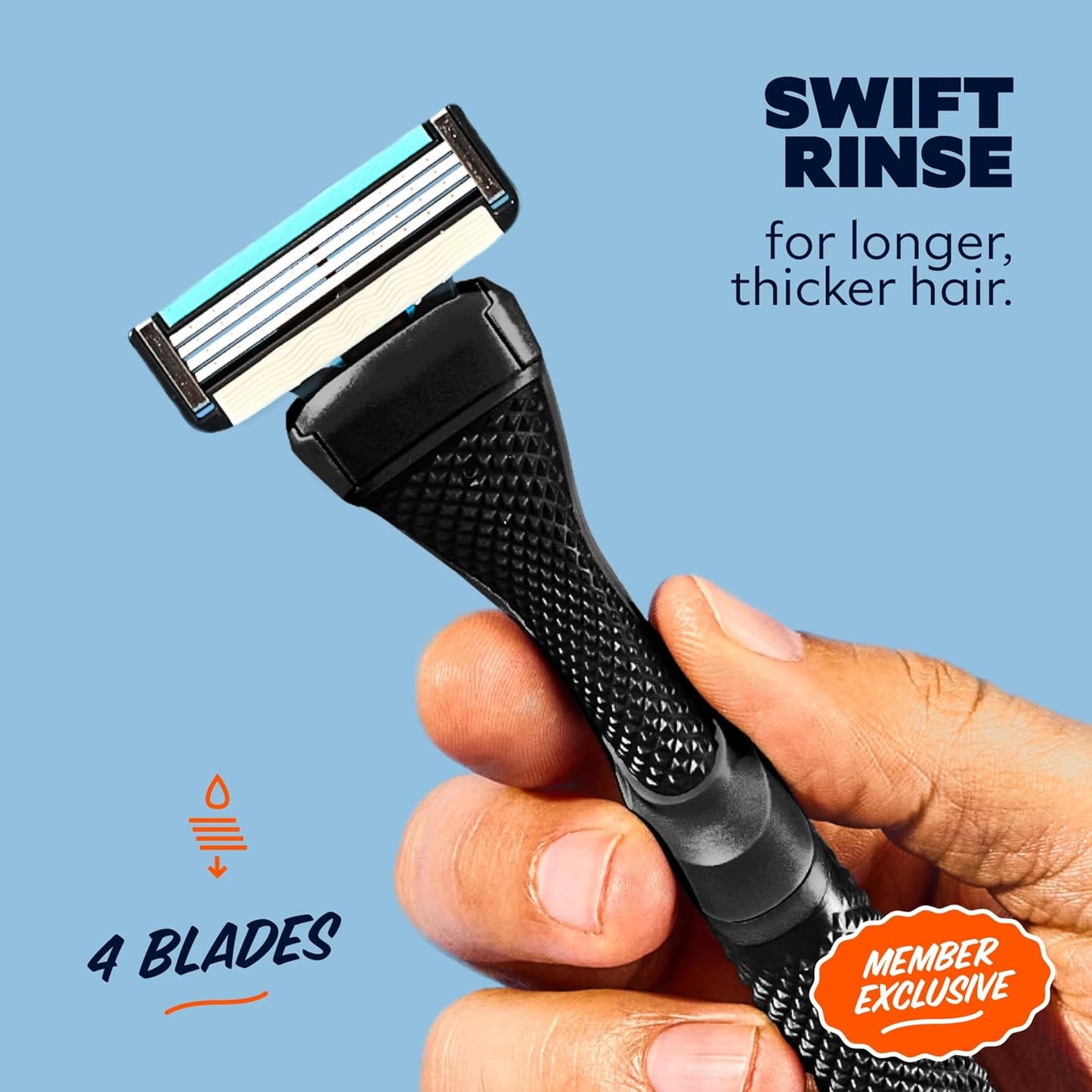 Dollar Shave Club | The Member Exclusive Shave Set | 4 Swift Rinse Refill Cartridges, 1 Handle (Black), 1 Shave Butter 3 ounce, 1 Razor Cover, Razors for Men