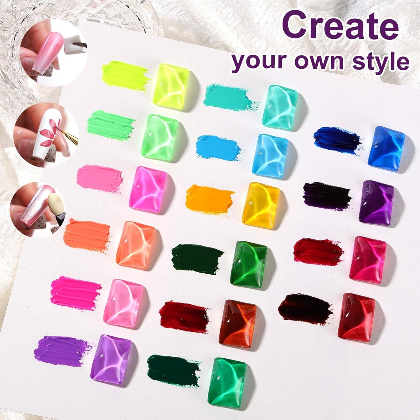 Gradient Gel Nail Set,16 Bright Neon Color for Ombre Fluorescent Jelly Nail Polish Platte, Pat Painting Gel French Nail Manicure No-wipe DIY Art Home Salon Soak of UV Cyber Gelight