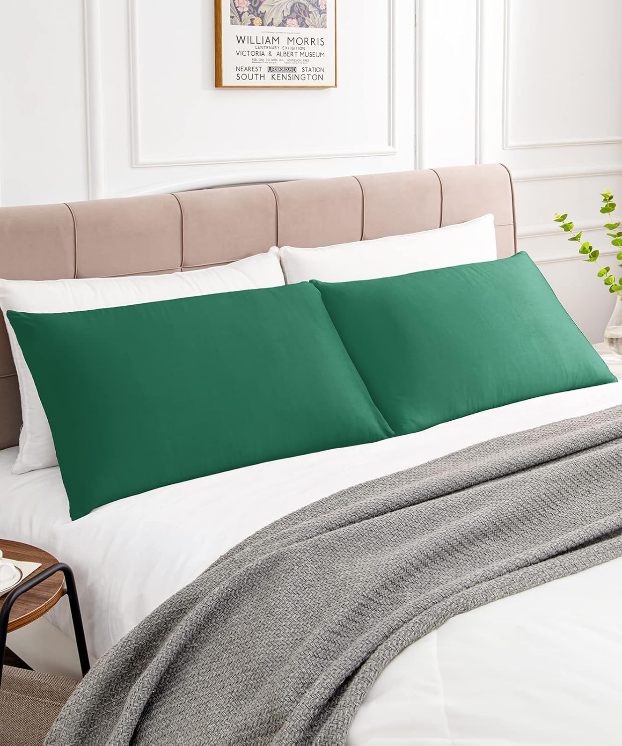 Warmstar Cotton Pillow Cases Queen Size Set of 2, 600 Thread Count Pillowcases 20x30 Inches, Soft Long Staple Cotton Pillowcases Breathable with Envelope Closure,Dark Green