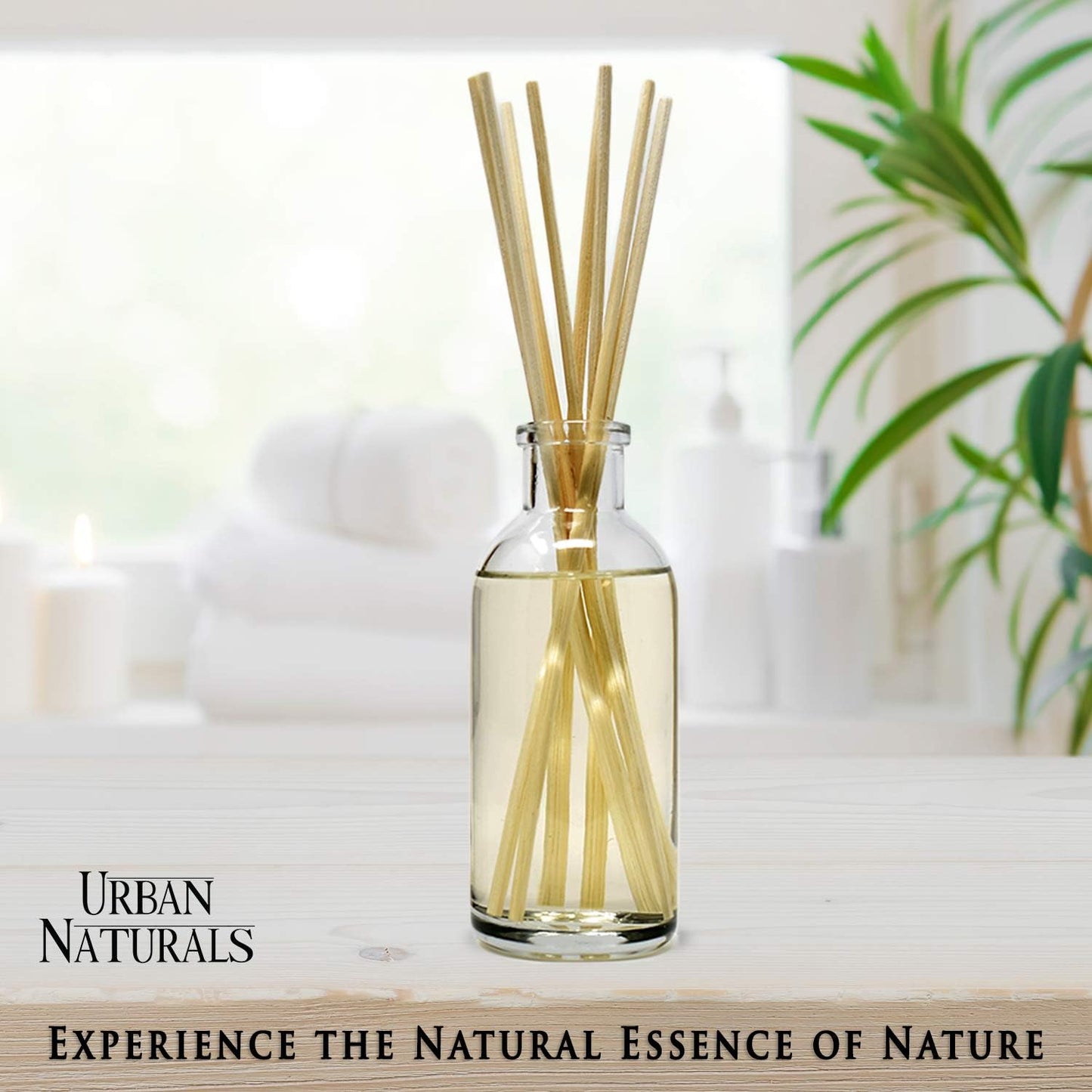 Urban Naturals Mahogany Vanilla Woods Reed Diffuser Set – Made with Essential Oils & Real Botanicals – Decorative Air Freshener and Beautiful Home Décor – Made in The USA