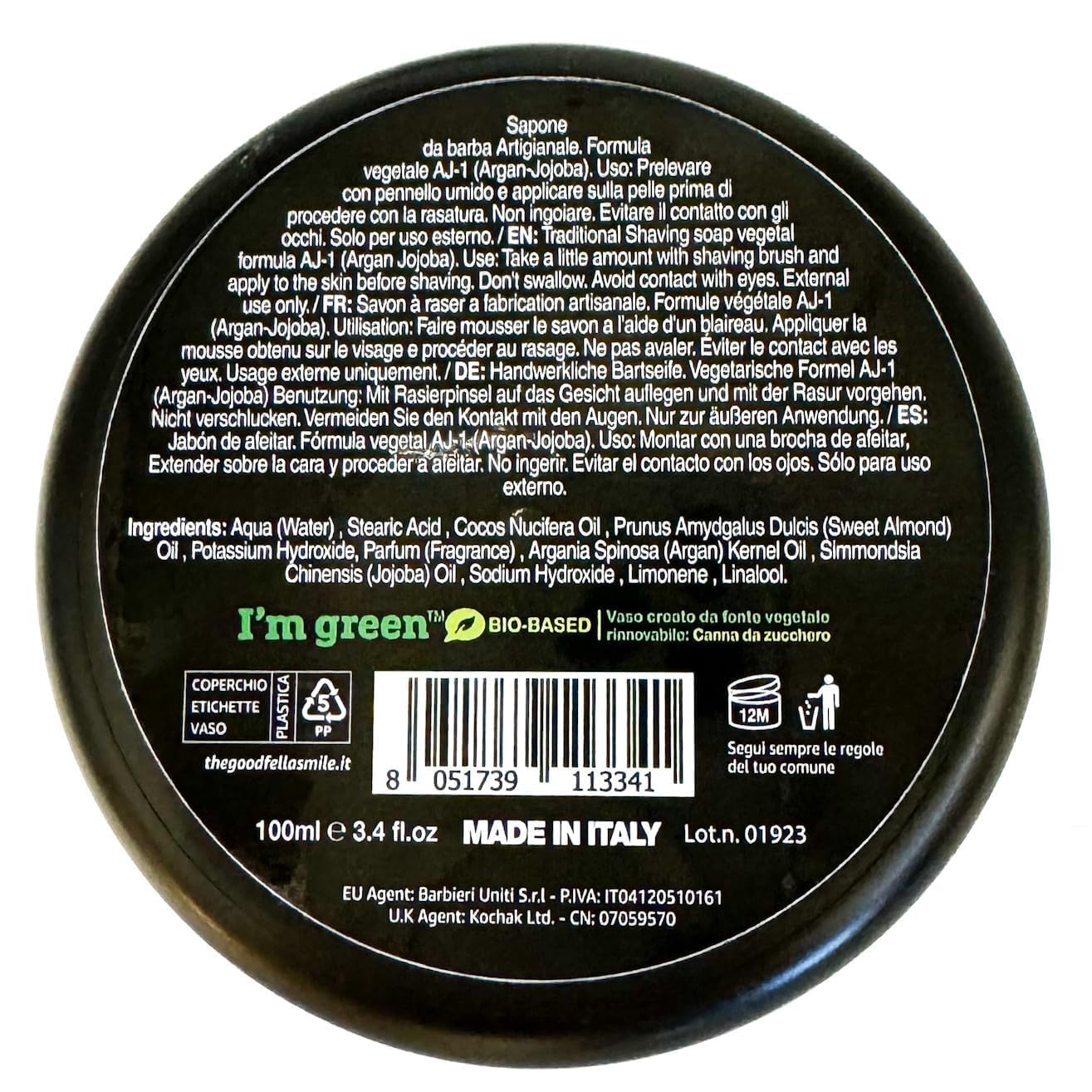 The Goodfellas’ Smile SOLO (Sandalwood & Mandarin Orange) Italian Shaving Soap – Semi-Soft Lathering Soap for Wet Shaving, Traditional Grooming & Use with a Shaving Brush