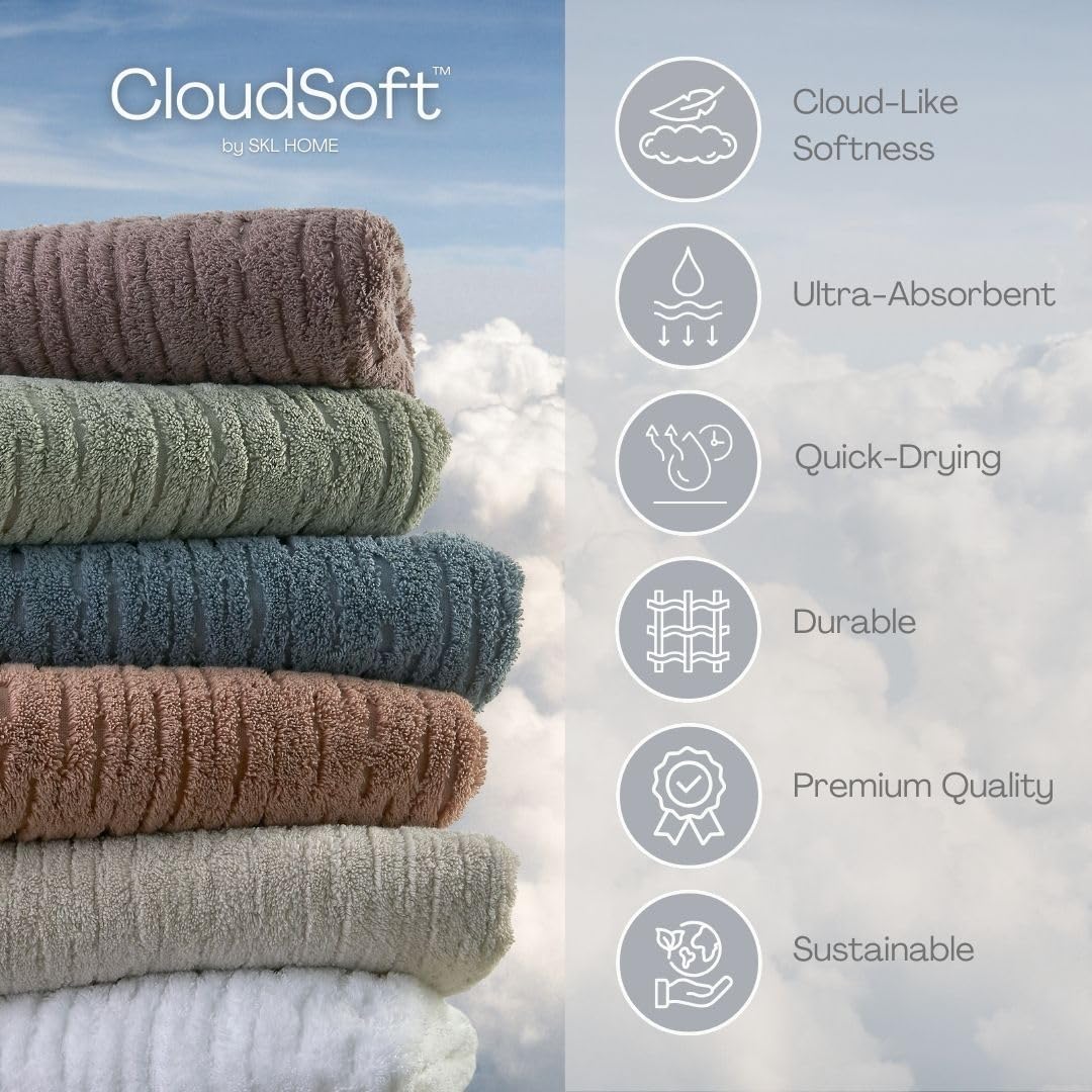 SKL Home CloudSoft Cotton Luxury 6-Piece Towel Set, Clay