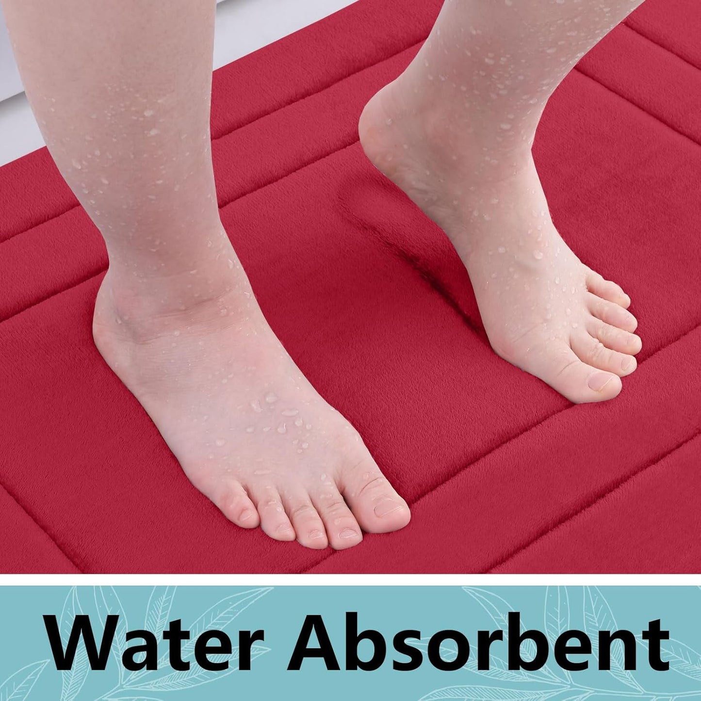 Arotive Memory Foam Bathroom Rug Mat 44x24, Ultra Soft and Absorbent Bath Mat, Machine Wash Dry, Comfortable Bath Rug Carpet for Bathroom Floor, Tub and Shower, Red