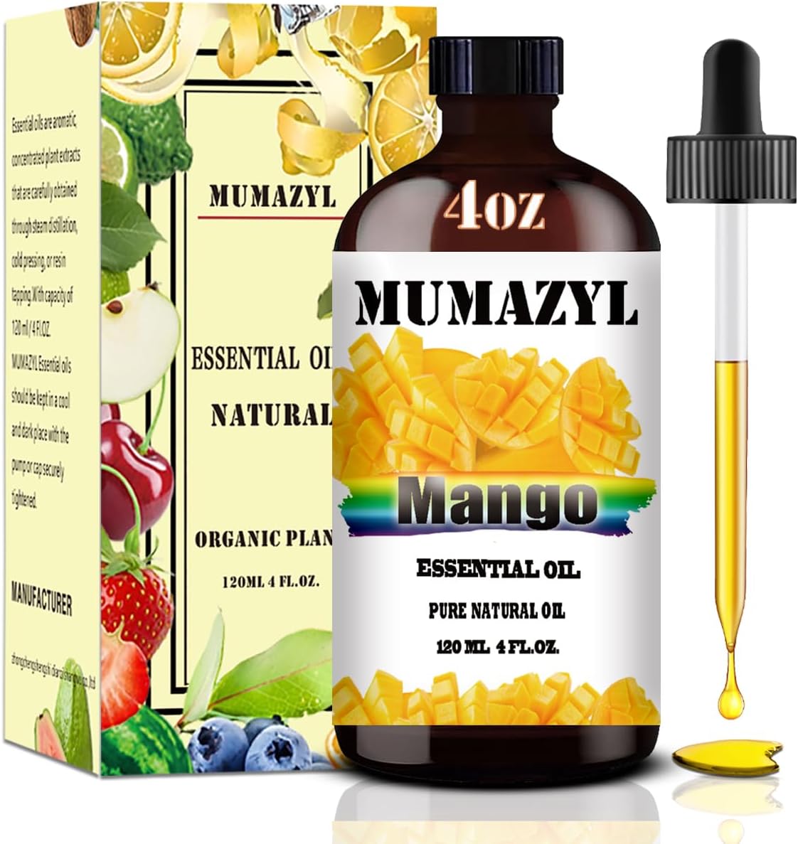 Mango Essential Oil, Mango Oil 4 Fl Oz 120ML for Diffuser Humidifier Yoga Cleaning DIY Candle Soap Making Essential Oils