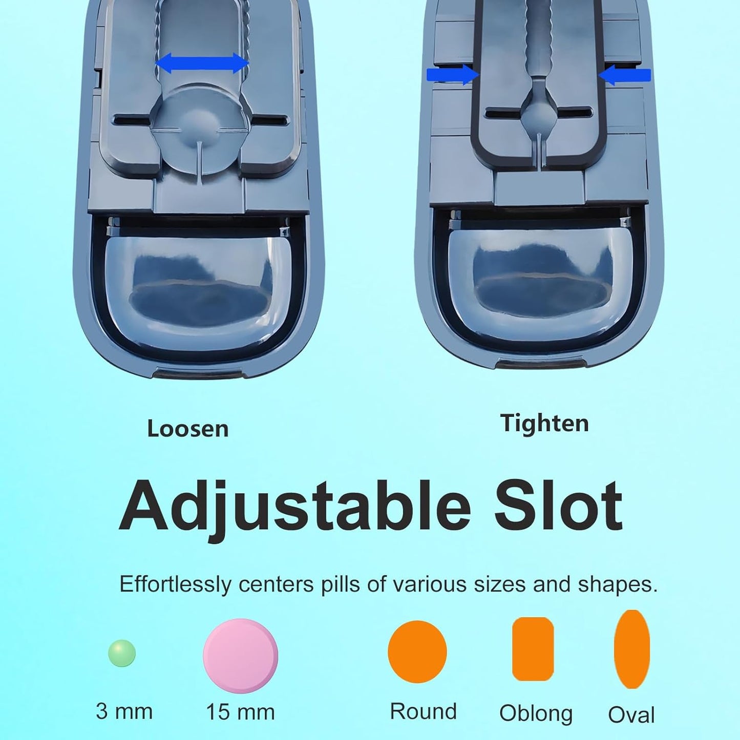 Pill Cutter for Cutting Multiple Pills, 1/2 1/4 Pill Splitter for Large, Small and Tiny Pills, with Centering Device, Improved Sharp Blade, Storage Organizer (Black)