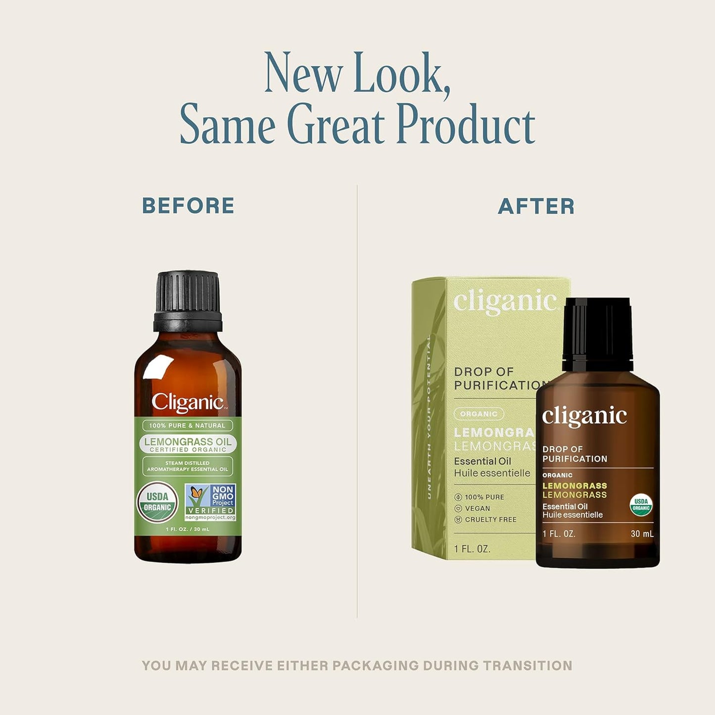 Cliganic Organic Lemongrass Essential Oil, 1oz - 100% Pure Natural Undiluted, for Aromatherapy Diffuser | Non-GMO Verified (Packaging May Vary)