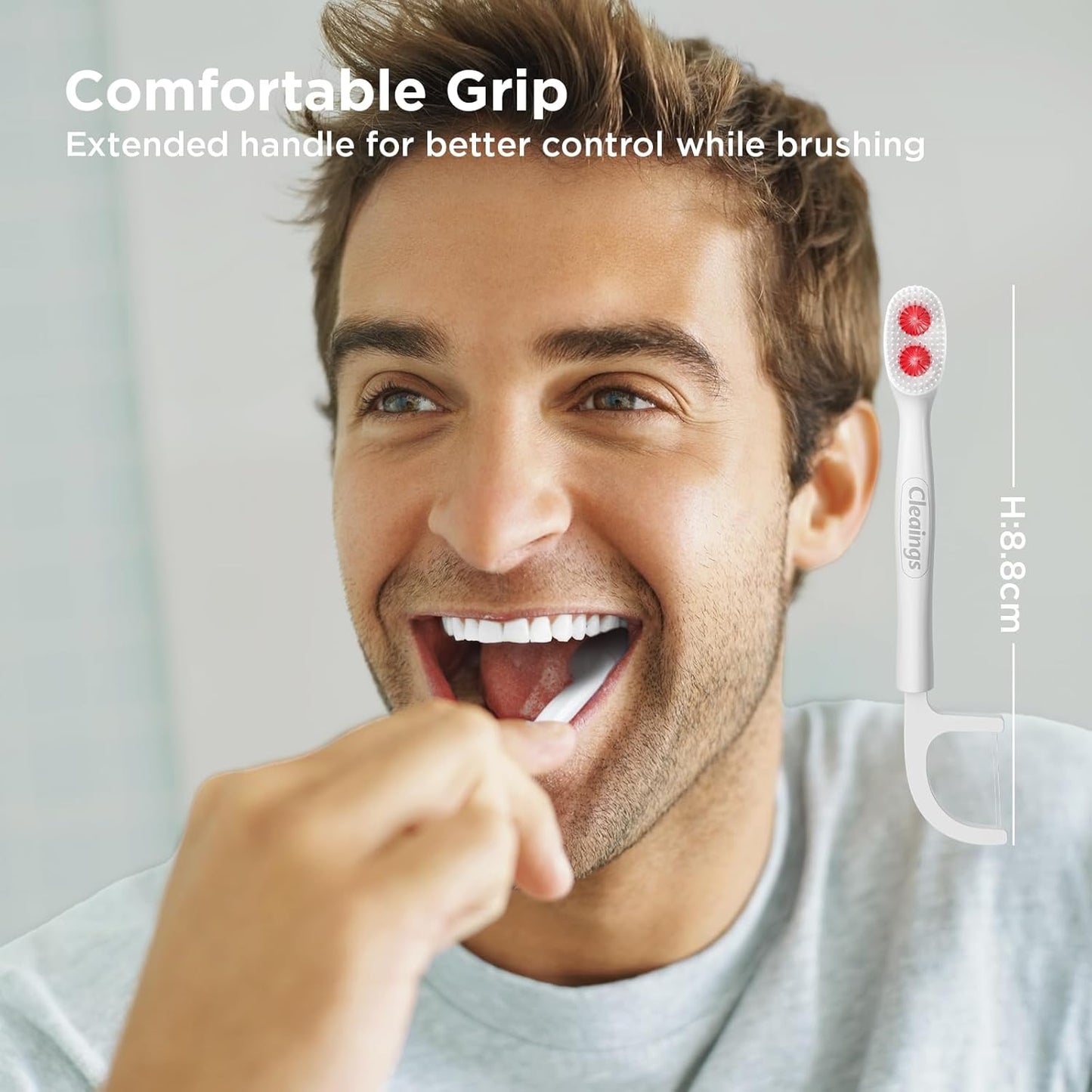 cleaings® Disposable Toothbrushes with Toothpaste - 4-in-1 Mini Travel Toothbrushes, Built-in Tongue Scraper, Floss & Picks for On-The-Go, Camping, Work (Strawberry)