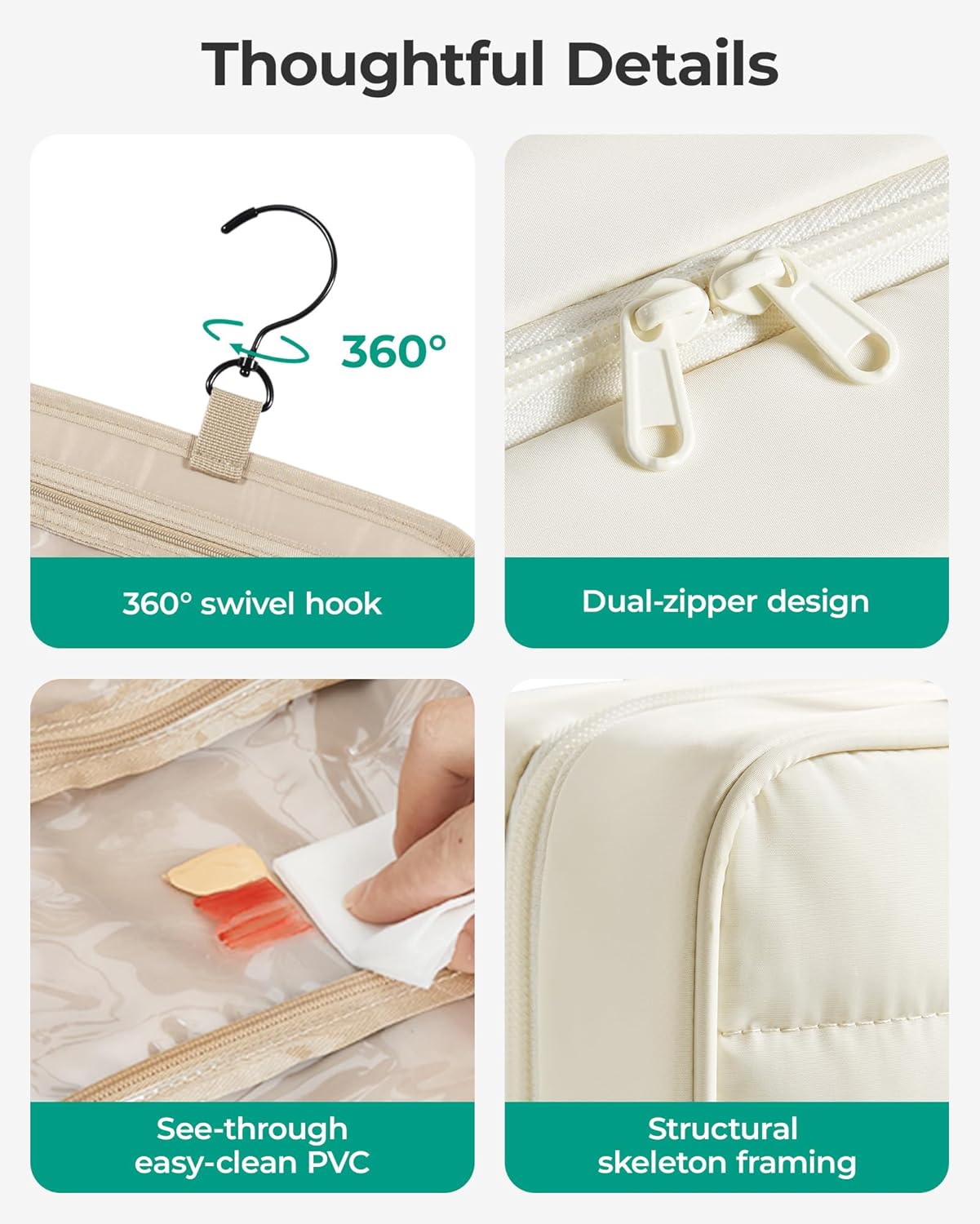 BAGSMART Travel Toiletry Bag for Womne, Hanging Travel Bag for Toiletries, Puffy Makeup Cosmetic Bag Organizer, Carry-on Travel Accessories Essentials, Pink