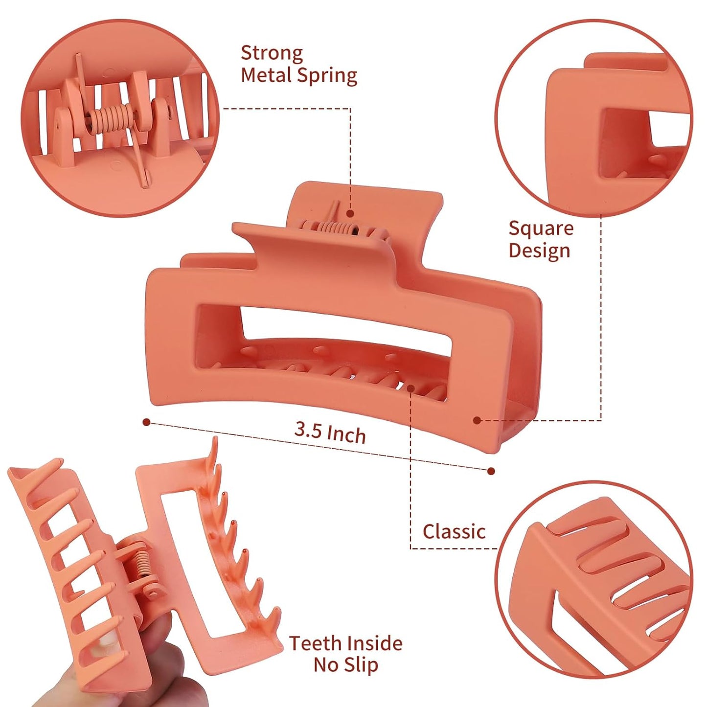 12 Pcs Medium Hair Clips, 3.5 Inch, Colorful - Hair Clips for Thick and Thin Hair, Square Claw Clips, Jaw Clips, Bulk Hair Accessories for Women and Girls