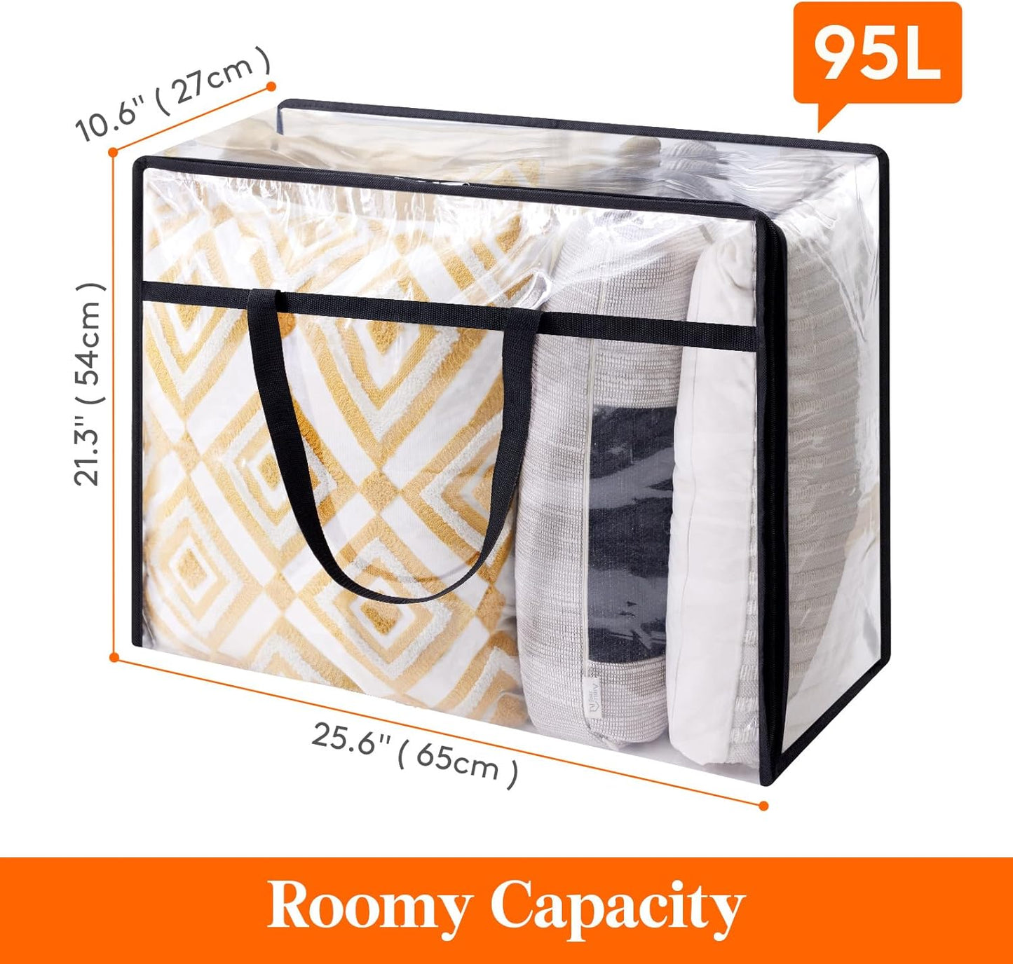Lifewit 2 Pack Clear Clothes Storage Bags, 95L Large Plastic Blanket Storage, Vinyl Foldable Moving Bags with Zipper, Closet Organizers Containers for Comforter, Bedding, Duvet, Pillow