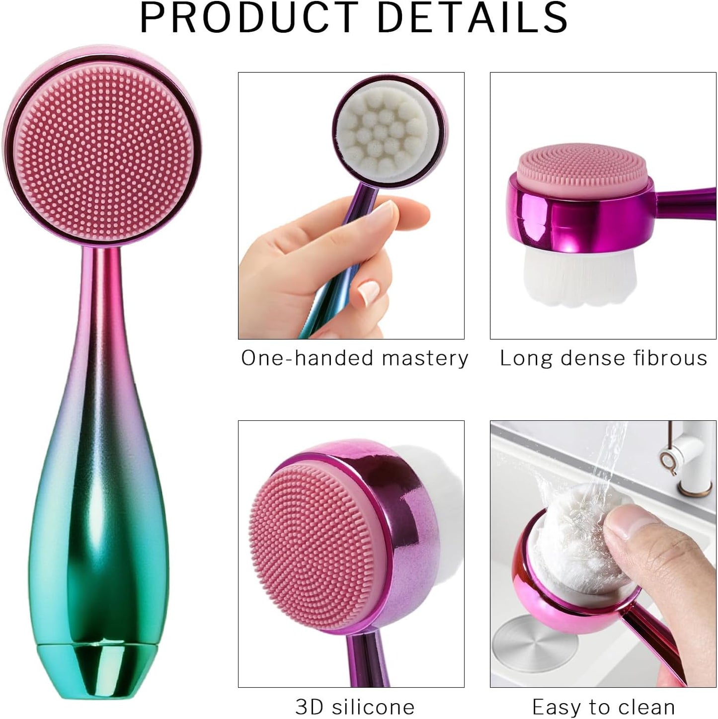 Face Brush 2 in 1, Facial Cleansing Brush Double Sides, Facial Exfoliation Scrub Brush Silicone Manual Face Scrubber Brush for Gentle Deep Pore Cleansing, Skincare (Green, 1 Pack)