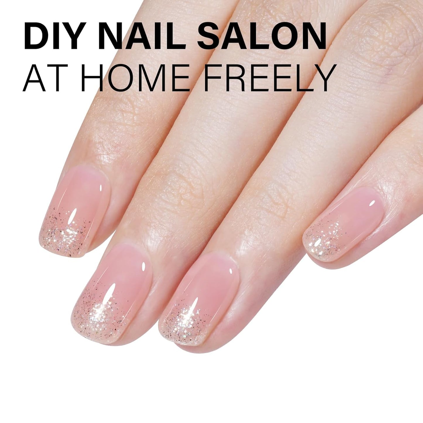 AILLSA Nude Pink Gel Nail Polish Crystal Pink Jelly Gel Polish Sheer Natural Color Polish Light Neutral Translucent Nail Polish Soak Off U V for French Manicure at Home 0.51 Fl Oz /GB93