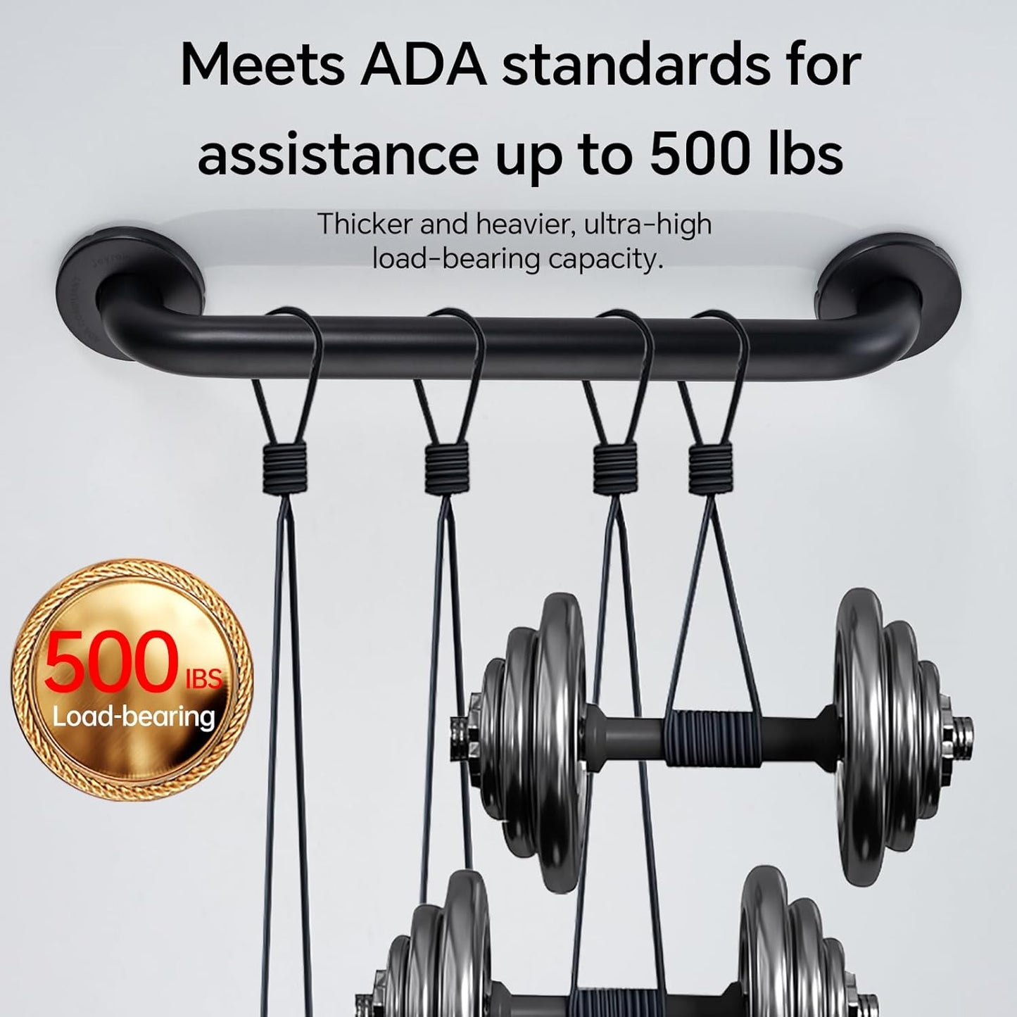 Joyrain 16-inch Bathroom Safety Grab Bar - 500lb Weight Capacity ADA Certified Anti-Slip Handle for Shower/Tub/Toilet, Elderly & Disabled Assist (Matte Black, 12 inch)