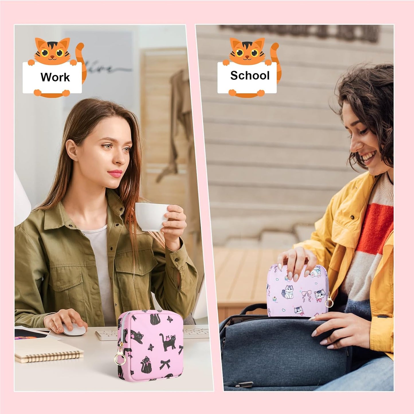 Tampon Holder for Purse, Canvas Period Bag Sanitary Napkin Storage Bag for Girls Womens, Portable Feminine Emergency Pad Period Pouch(Swimming Panda)